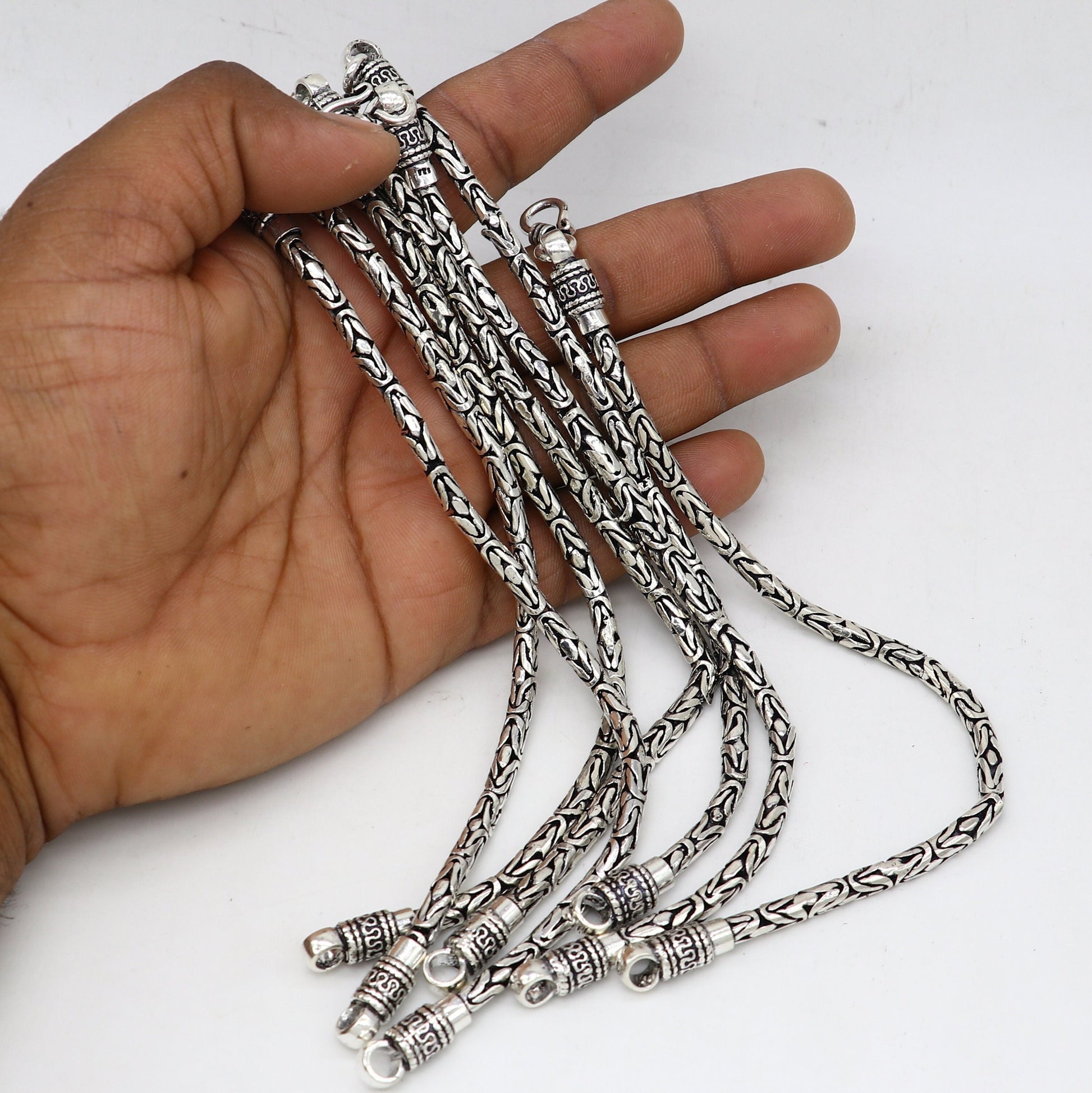 4mm solid 925 Sterling silver handmade byzantine chain flexible bracelet, unique men's gifting jewelry  sbr709 - TRIBAL ORNAMENTS