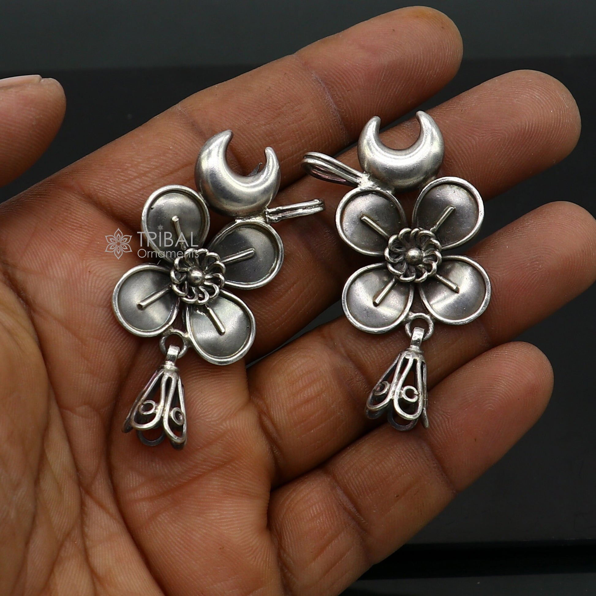 925 sterling silver handmade gorgeous cartilage stud earring fabulous ear clip customized tribal jewelry belly dance gifting jewelry s1301 - TRIBAL ORNAMENTS