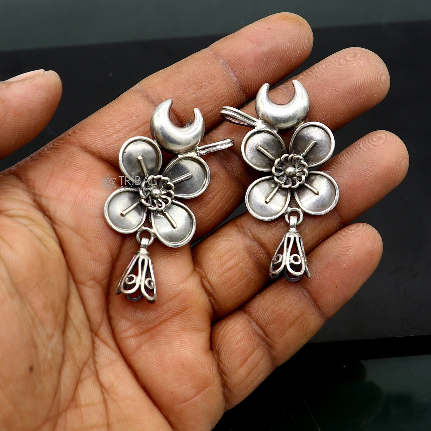 925 sterling silver handmade gorgeous cartilage stud earring fabulous ear clip customized tribal jewelry belly dance gifting jewelry s1301 - TRIBAL ORNAMENTS