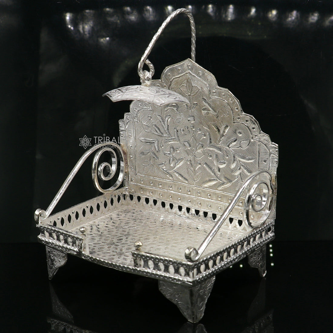 925 pure sterling silver sinhasan, God throne, god statue's stand chair singhasan, temple art puja asan chouki article art761 - TRIBAL ORNAMENTS