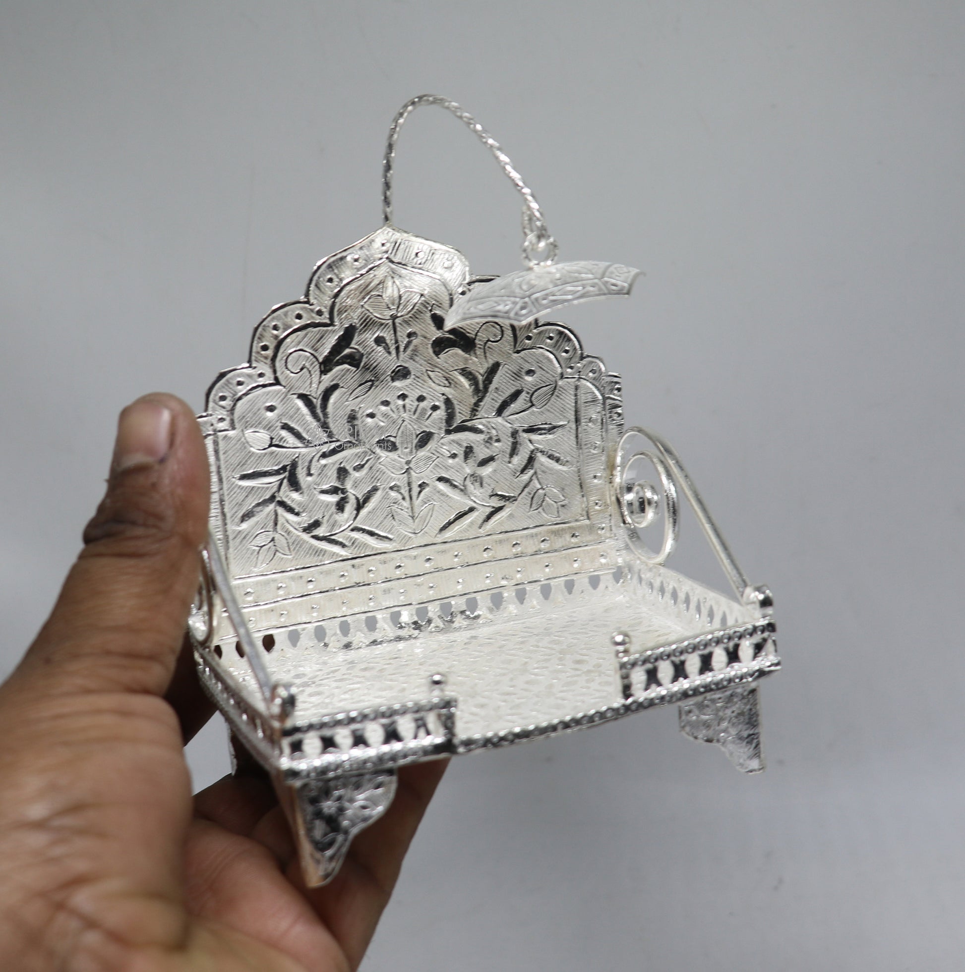 925 pure sterling silver sinhasan, God throne, god statue's stand chair singhasan, temple art puja asan chouki article art761 - TRIBAL ORNAMENTS