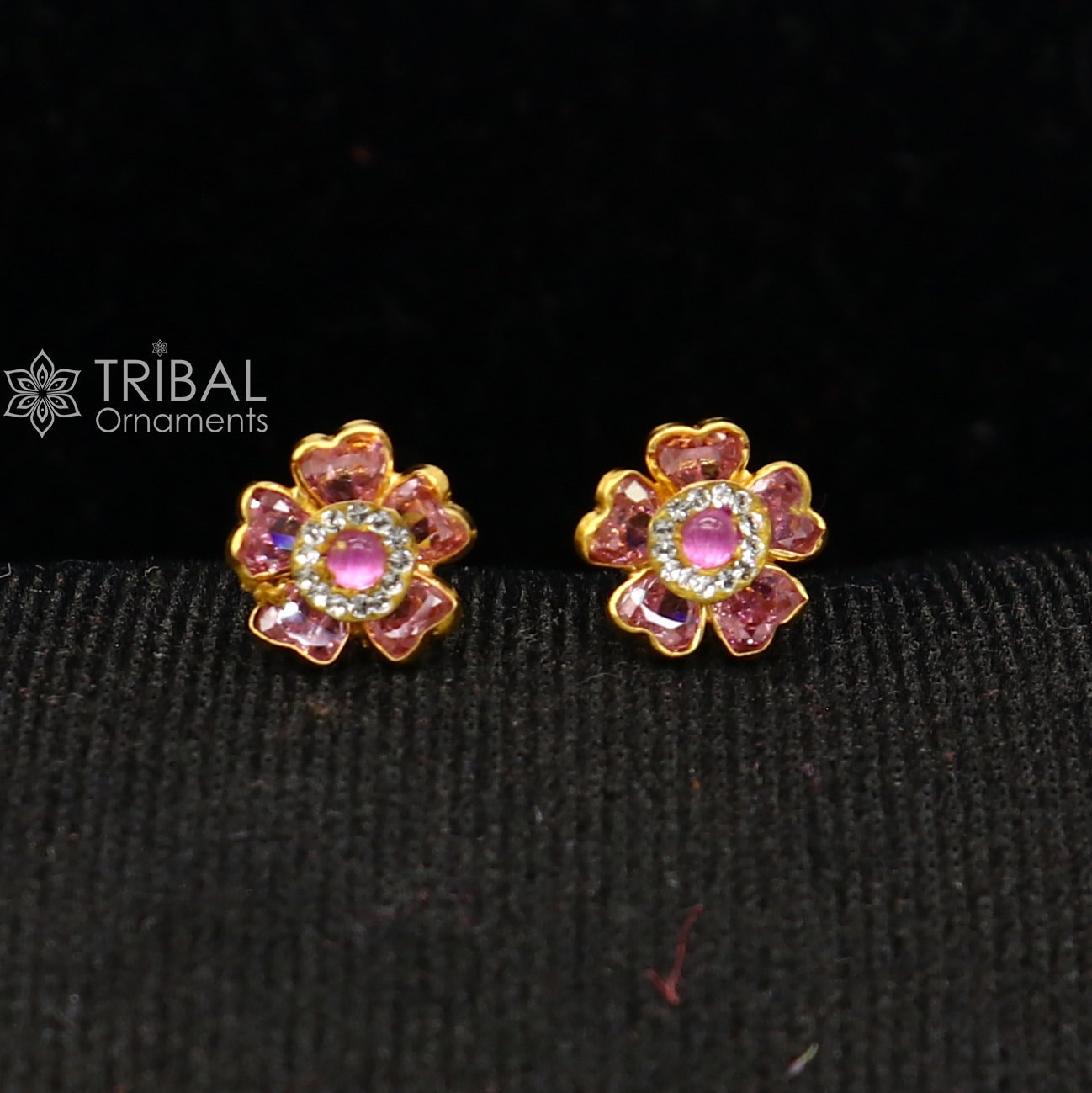 Vintage Earrings | 14K Yellow hot Design Earrings | Handmade Design Earrings | Amal Design Earrings | Flower Design Earrings | GER 1412N