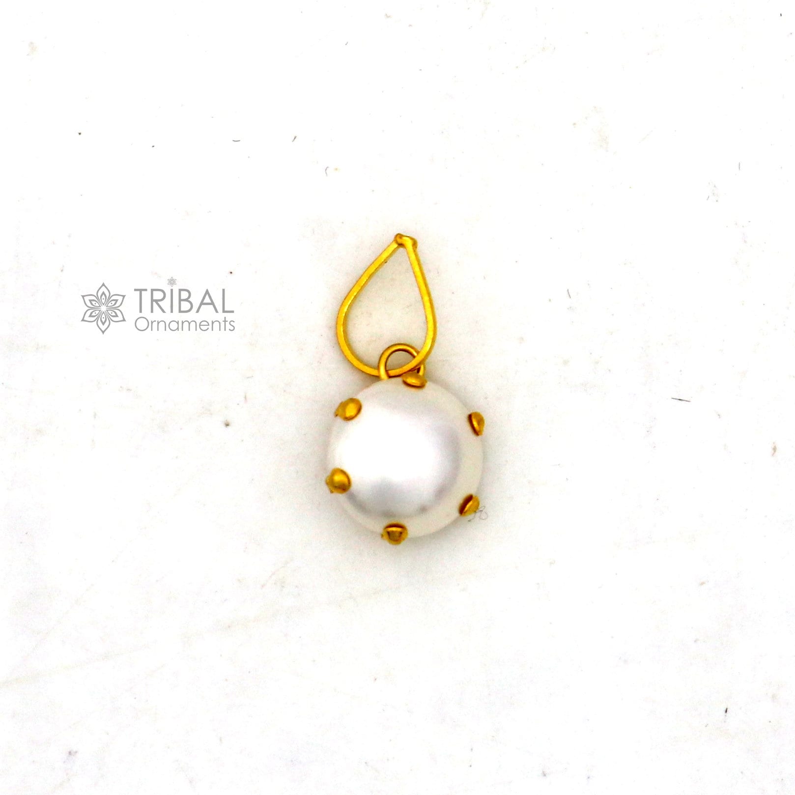 8mm pearl Fabulous Handmade 14kt yellow gold pendant, exclusive square shape pendant for daily use jewelry gp33 - TRIBAL ORNAMENTS