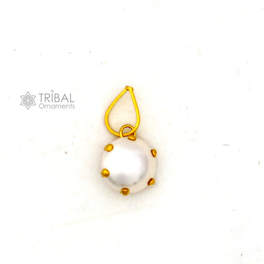 8mm pearl Fabulous Handmade 14kt yellow gold pendant, exclusive square shape pendant for daily use jewelry gp33 - TRIBAL ORNAMENTS