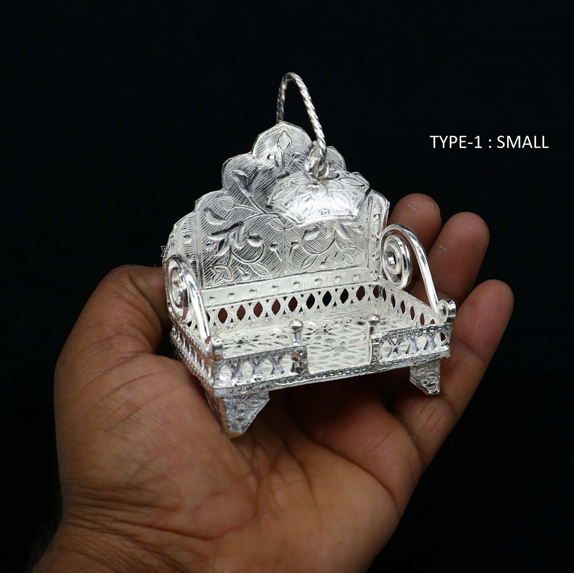 925 pure sterling silver sinhasan, God throne, god statue's stand chair singhasan, temple art puja asan chouki article art762 - TRIBAL ORNAMENTS