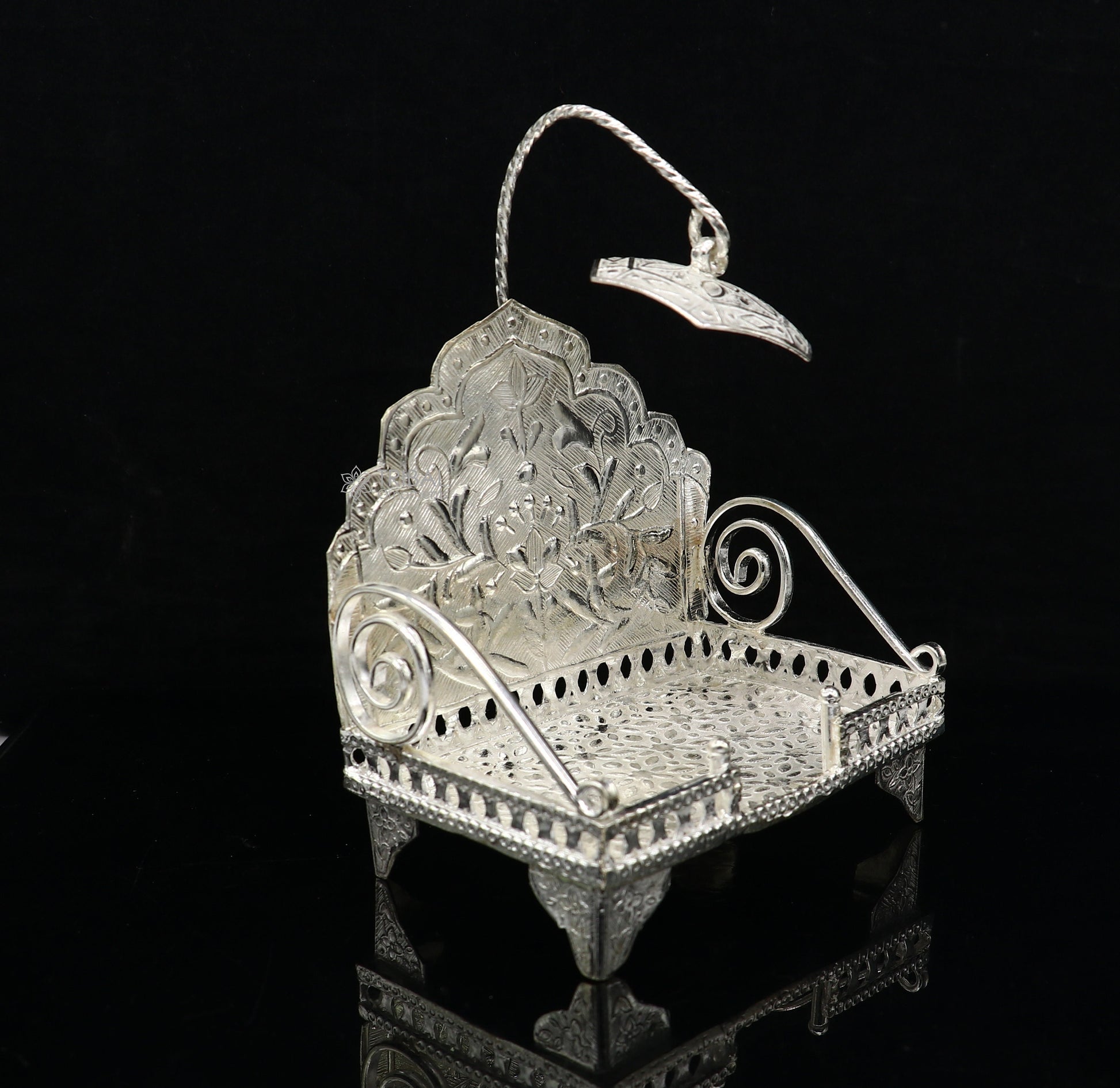 925 pure sterling silver sinhasan, God throne, god statue's stand chair singhasan, temple art puja asan chouki article art762 - TRIBAL ORNAMENTS