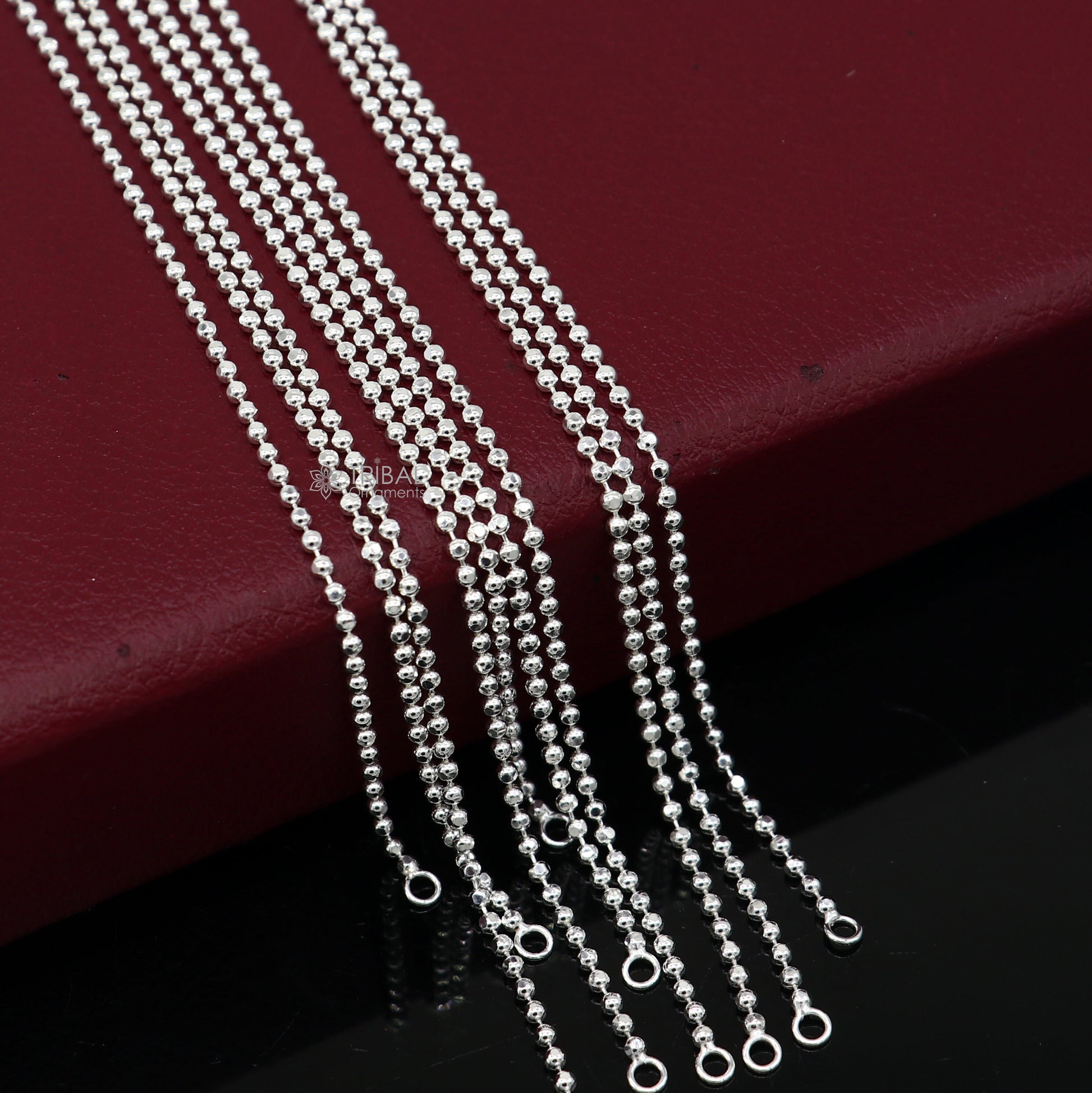 2mm 925 sterling silver beaded/ball chain anklet bracelet amazing light weight delicate anklets gorgeous belly dance silver jewelry ank614 - TRIBAL ORNAMENTS