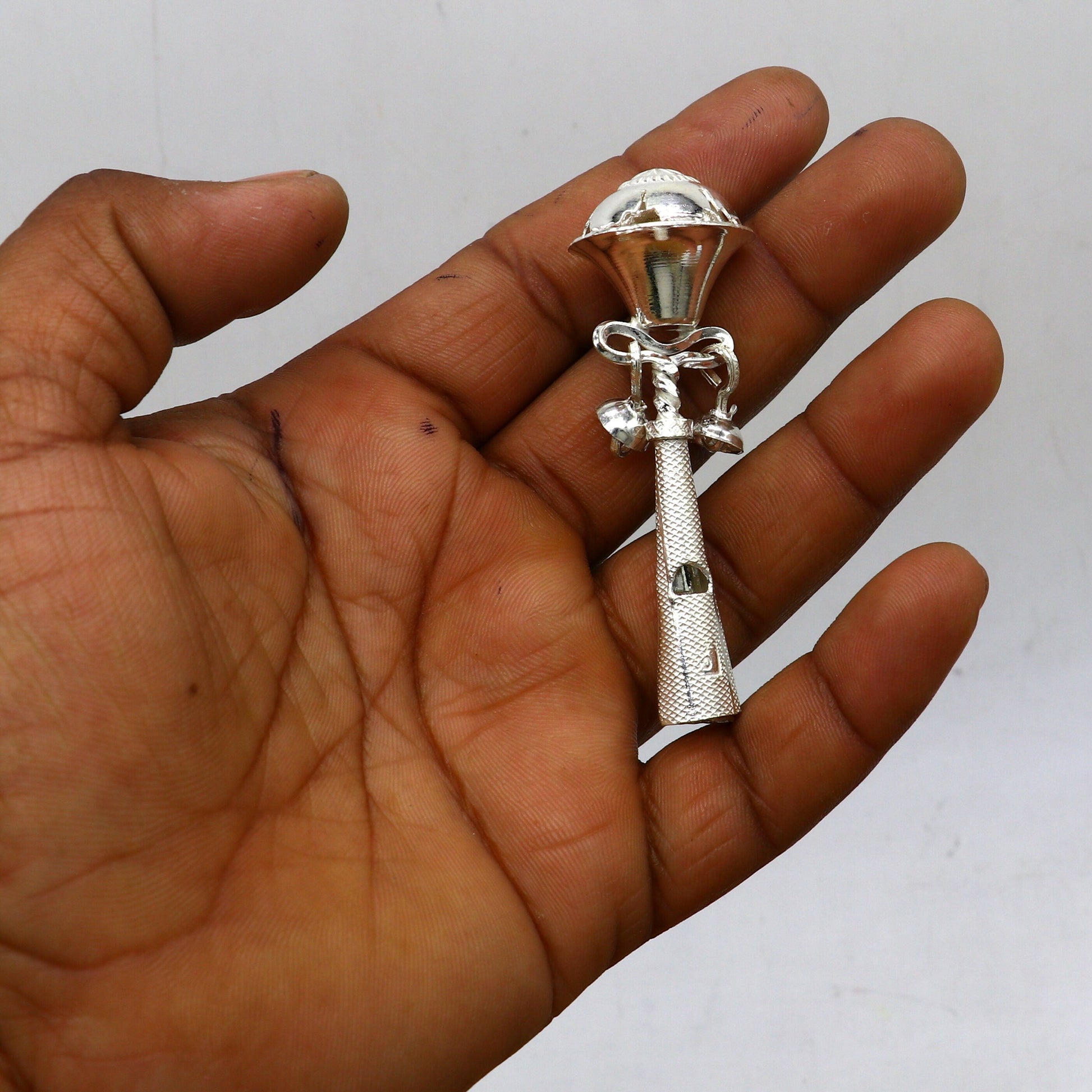 925 sterling silver handmade design new born baby gifting bells toy, baby Krishna gifting toy, silver temple article su1263 - TRIBAL ORNAMENTS