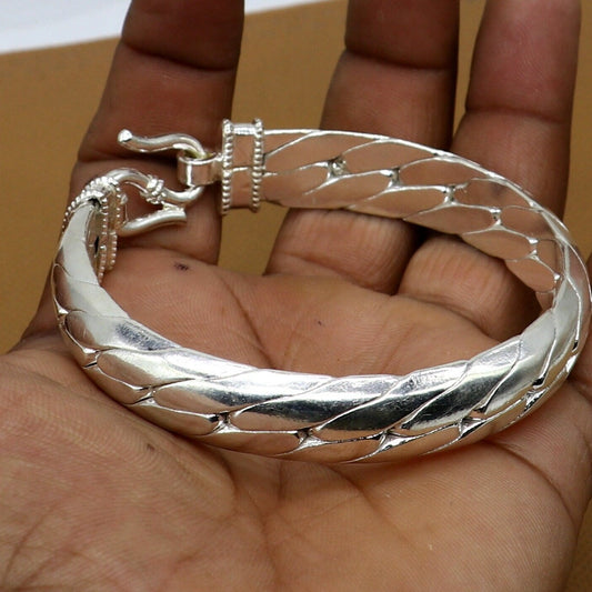 925 Solid Sterling silver handmade vintage style heavy bangle bracelet kada tribal jewelry best for men's gifting silver articles nsk808 - TRIBAL ORNAMENTS