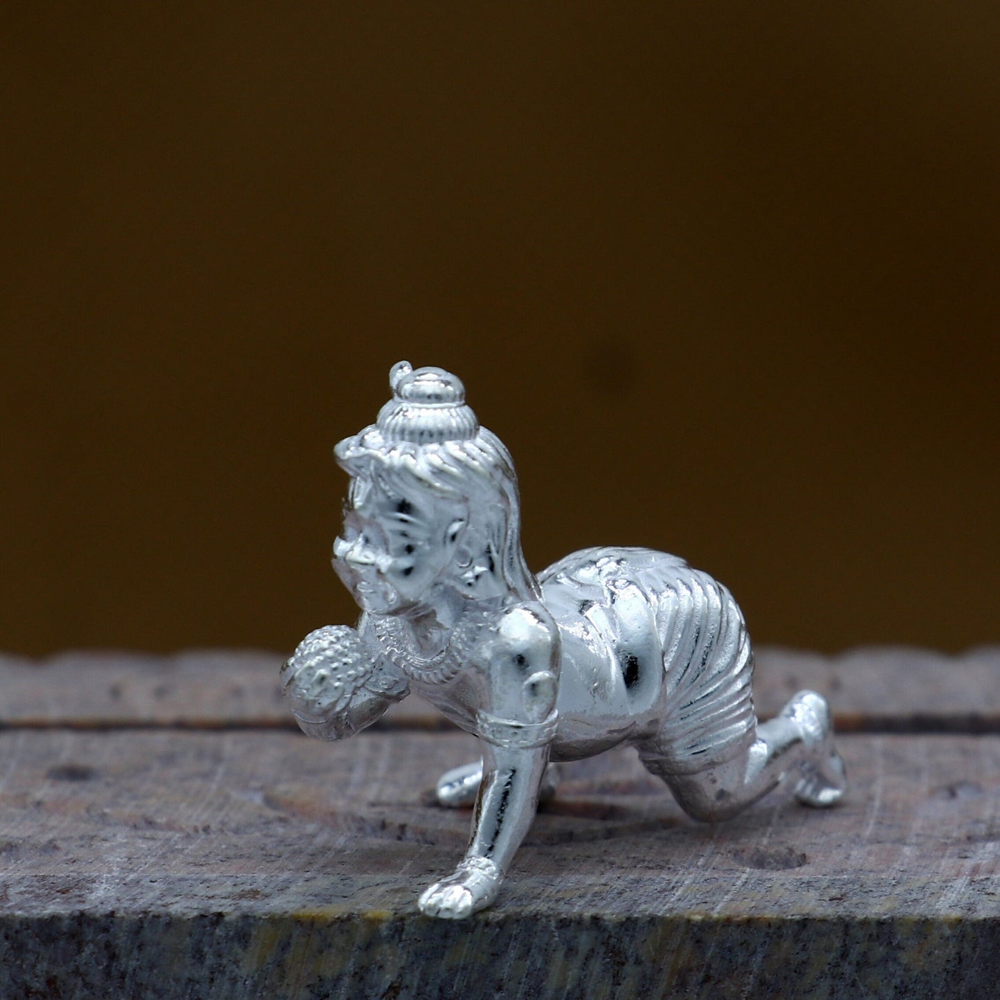 15grams solid 925 sterling silver handmade lord little Krishna, Bal Gopala,crawling Krishna small statue sculpture home puja article art764 - TRIBAL ORNAMENTS