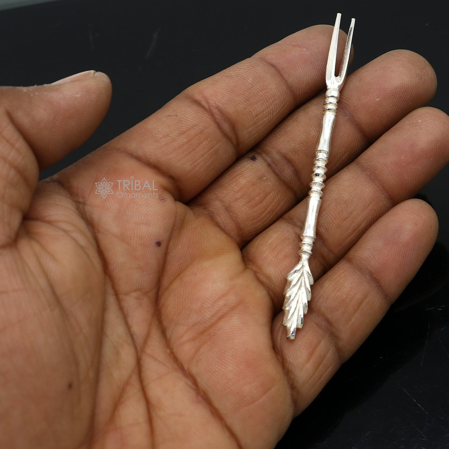 925 solid silver handmade chopsticks/fork snack fruit food fork excellent hand crafted design daily use otr011 - TRIBAL ORNAMENTS