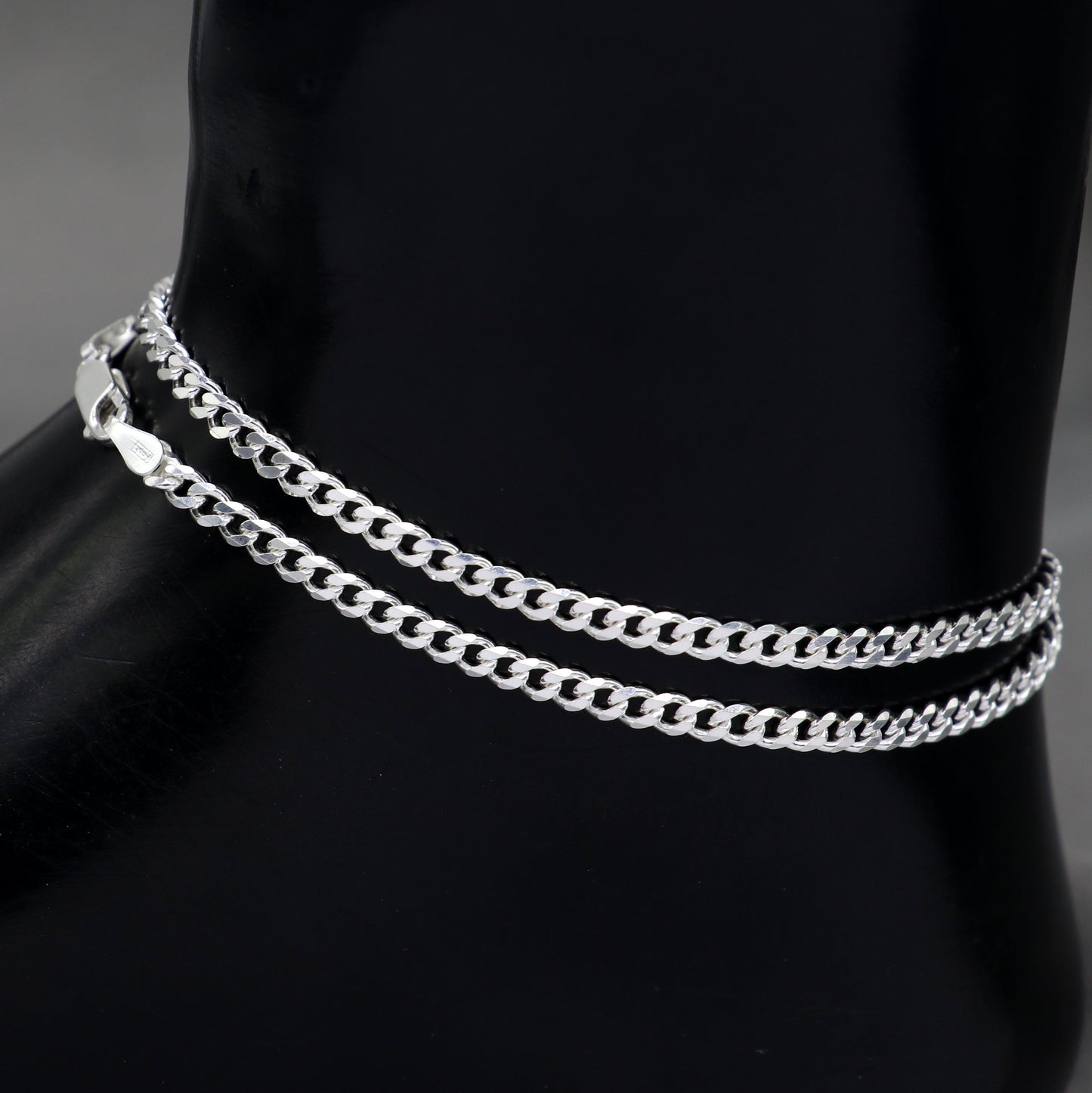 8.5" Handmade 3MM chain 925 sterling silver bracelet OR anklets, foot bracelet amazing belly dance jewelry gift her combo use jewelry ank607 - TRIBAL ORNAMENTS