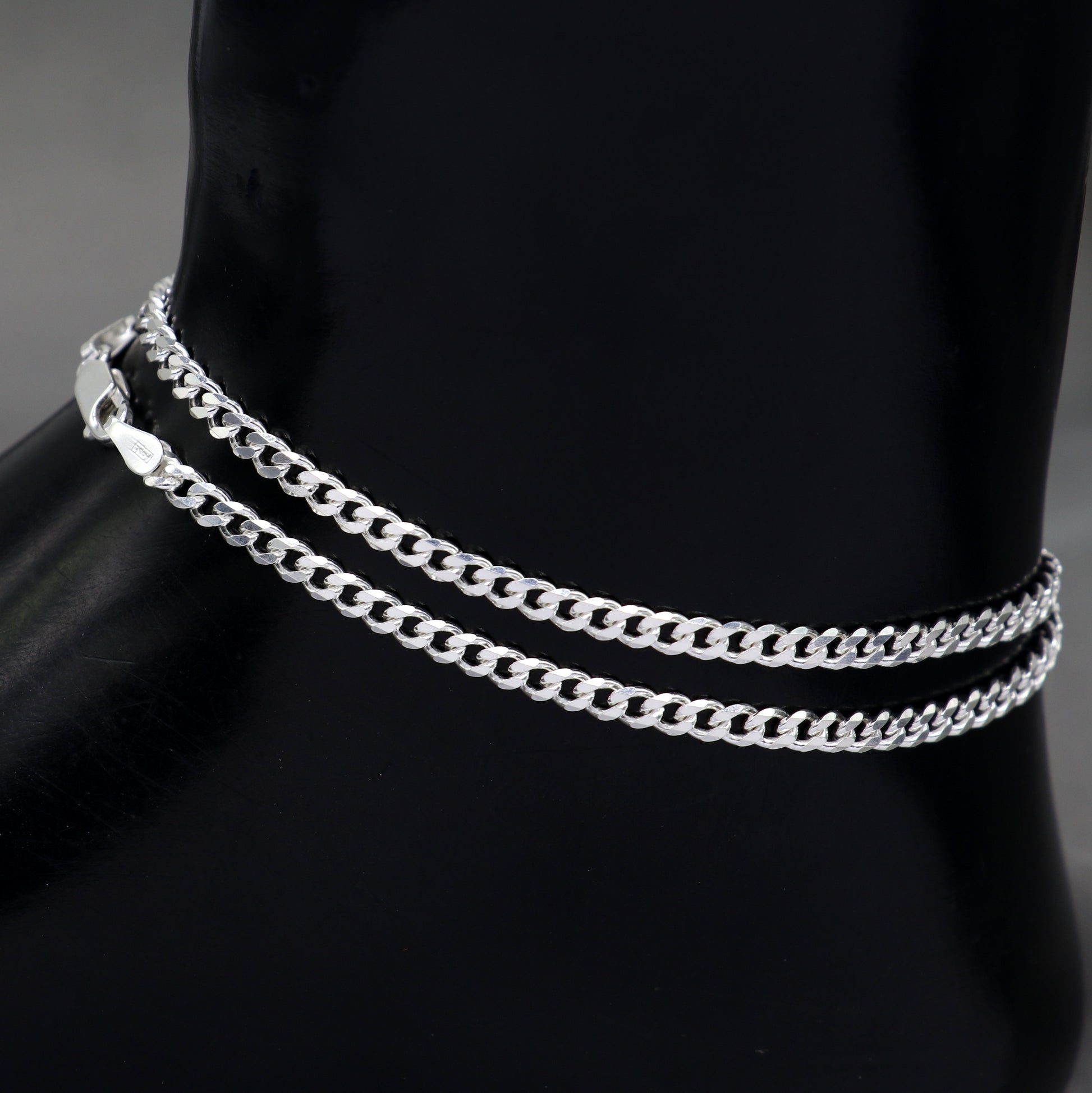 8.5" Handmade 3MM chain 925 sterling silver bracelet OR anklets, foot bracelet amazing belly dance jewelry gift her combo use jewelry ank607 - TRIBAL ORNAMENTS