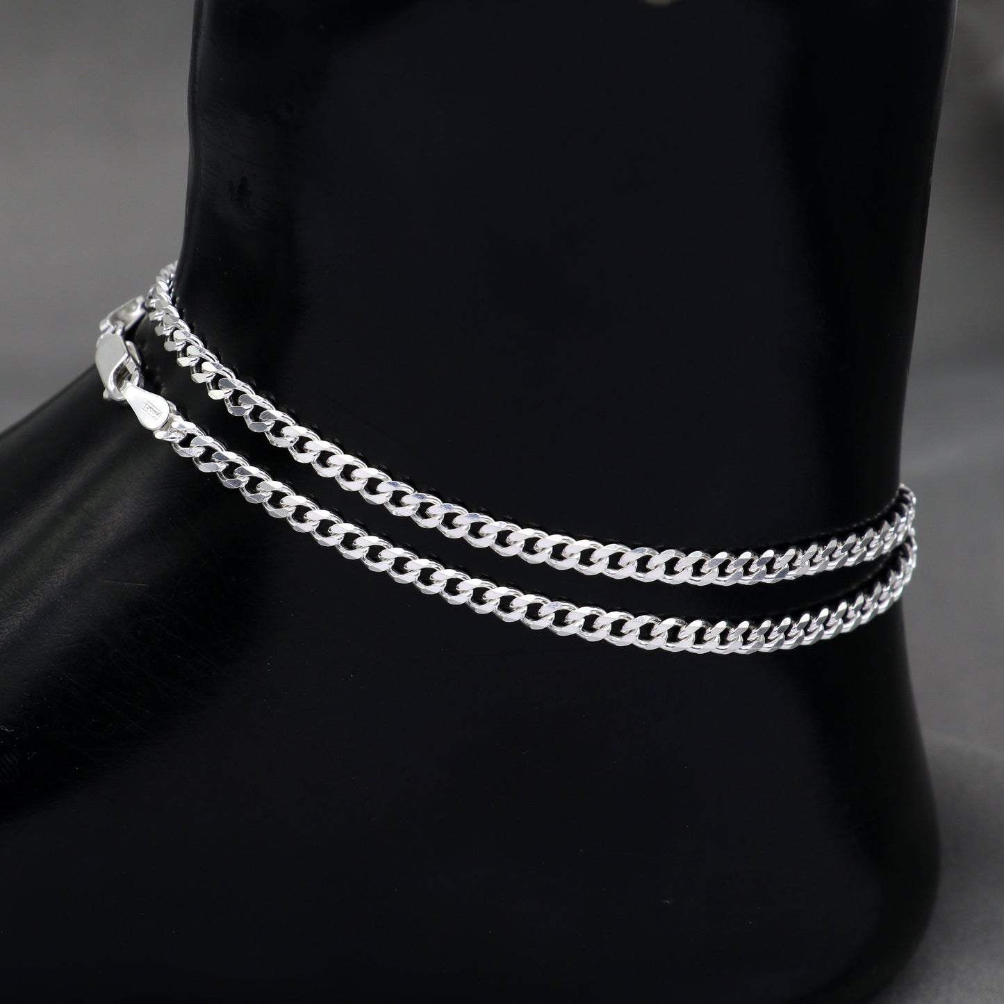 8.5" Handmade 3MM chain 925 sterling silver bracelet OR anklets, foot bracelet amazing belly dance jewelry gift her combo use jewelry ank607 - TRIBAL ORNAMENTS