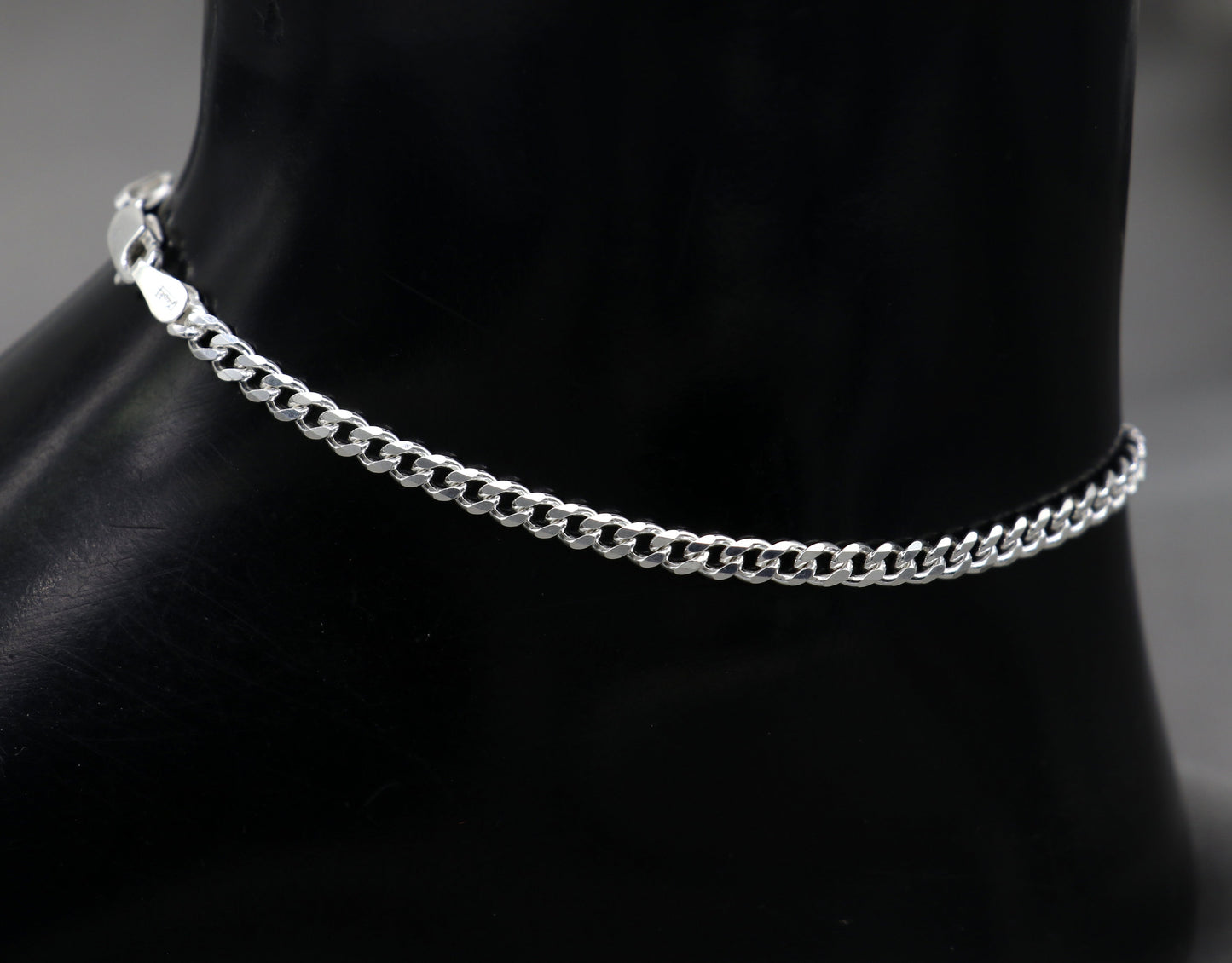 8.5" Handmade 3MM chain 925 sterling silver bracelet OR anklets, foot bracelet amazing belly dance jewelry gift her combo use jewelry ank607 - TRIBAL ORNAMENTS