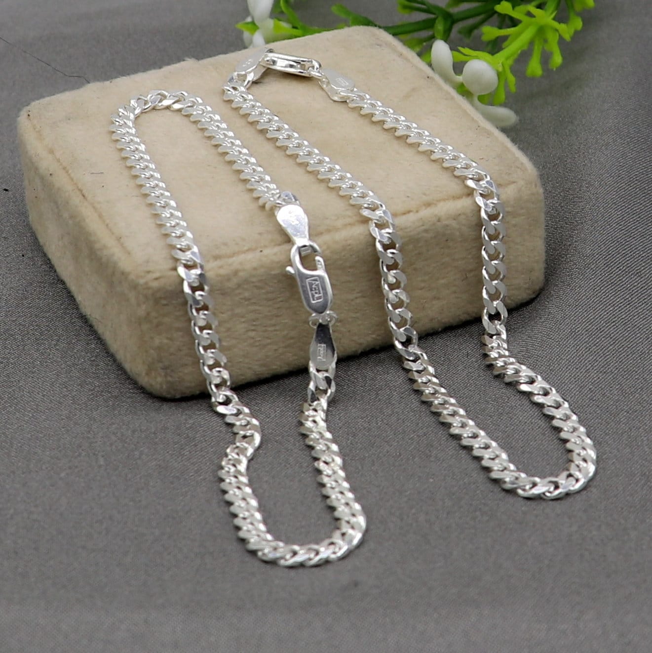 8.5" Handmade 3MM chain 925 sterling silver bracelet OR anklets, foot bracelet amazing belly dance jewelry gift her combo use jewelry ank607 - TRIBAL ORNAMENTS