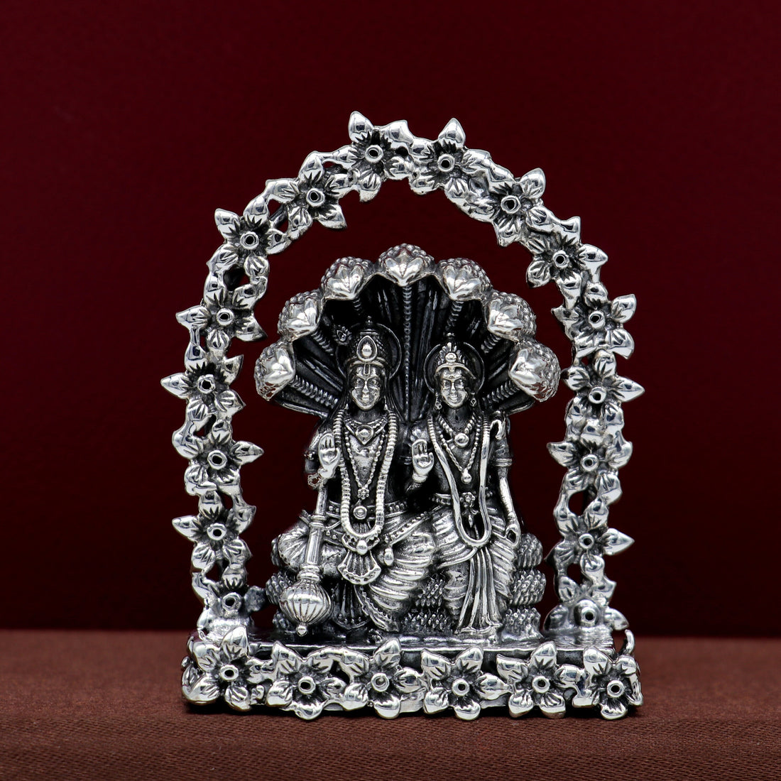 925 Sterling silver handmade Idols Laxmi & Lord Vishnu Statue figurine, Lakshmi Narayan with Sheshnag, laxmi narayanan satue sculpture art14 - TRIBAL ORNAMENTS