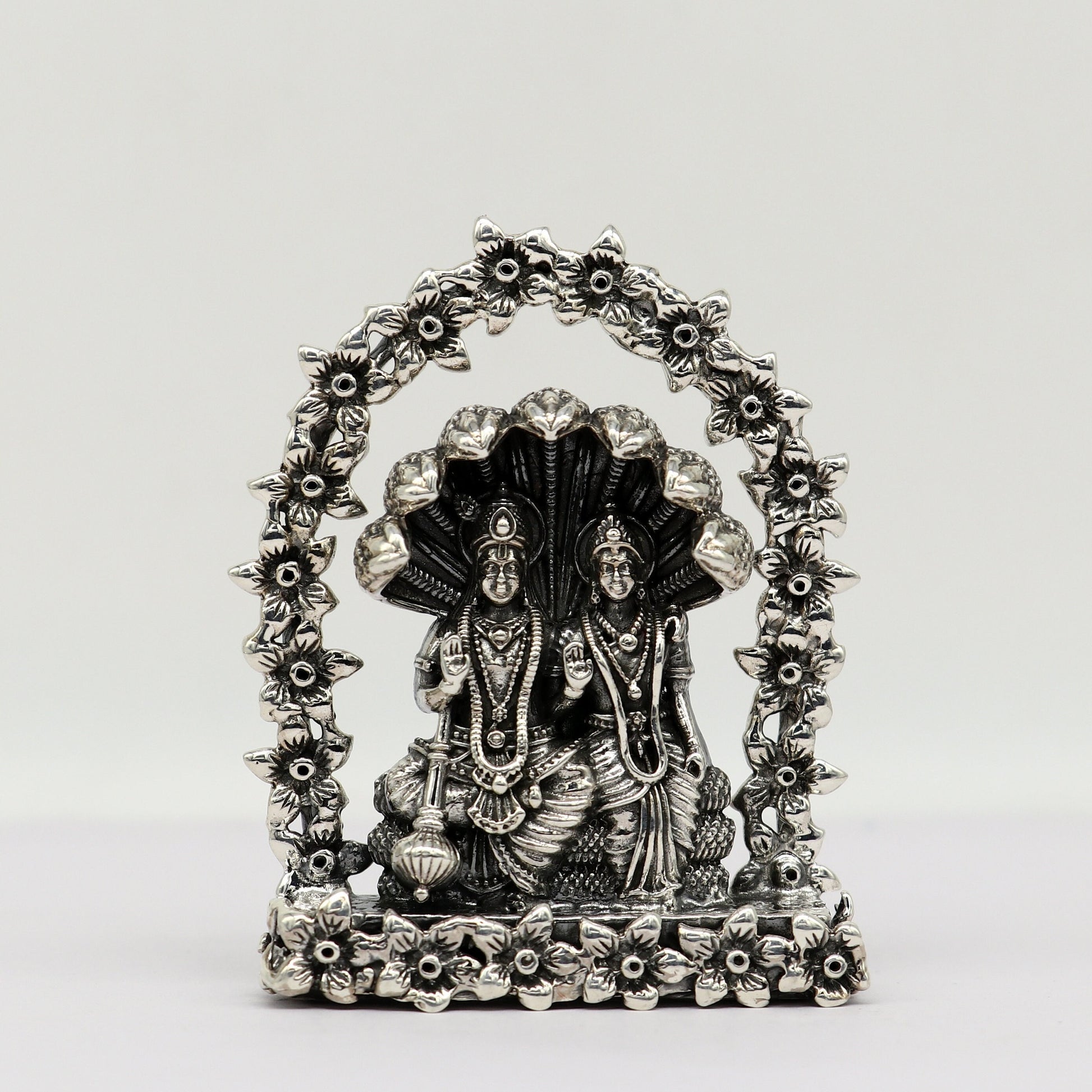 925 Sterling silver handmade Idols Laxmi & Lord Vishnu Statue figurine, Lakshmi Narayan with Sheshnag, laxmi narayanan satue sculpture art14 - TRIBAL ORNAMENTS