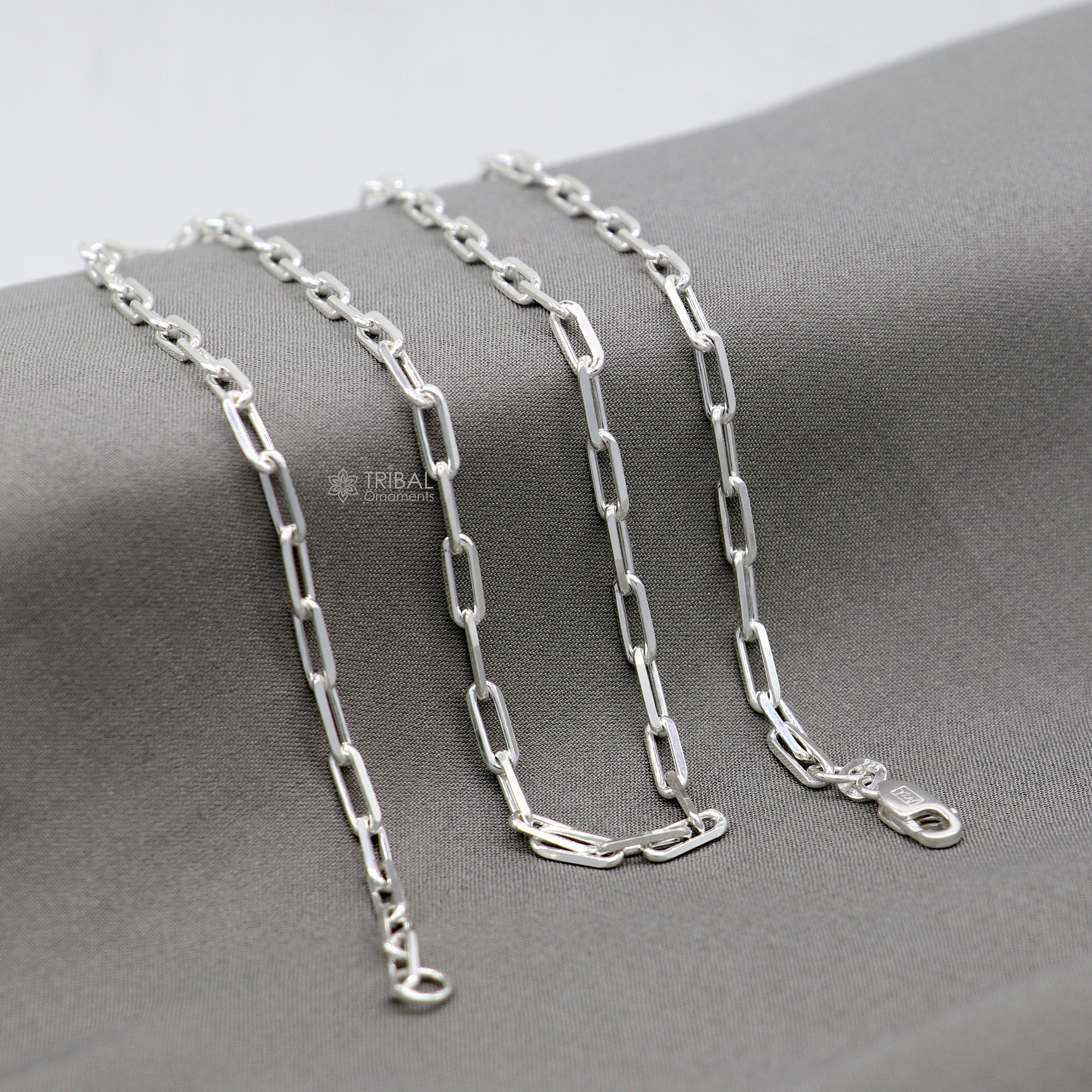 Vintage sterling silver 3mm unique cable chain outlet necklace size 27in