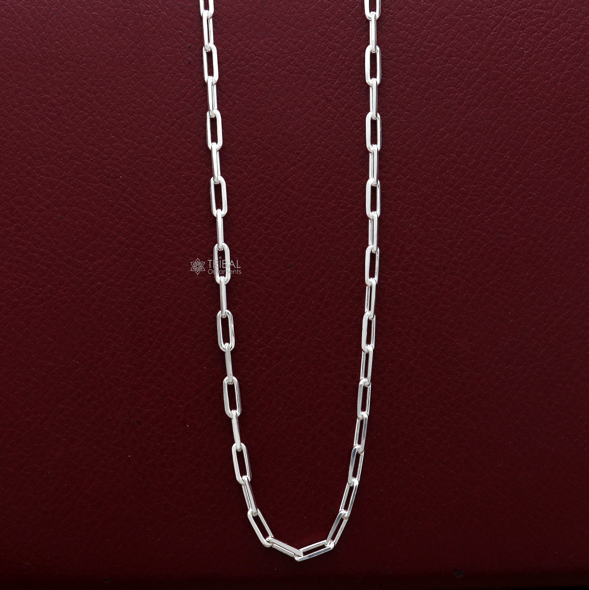 3MM 20" 925 sterling silver handmade solid fancy stylish silver chain necklace baht chain best gifting jewelry from India ch575 - TRIBAL ORNAMENTS