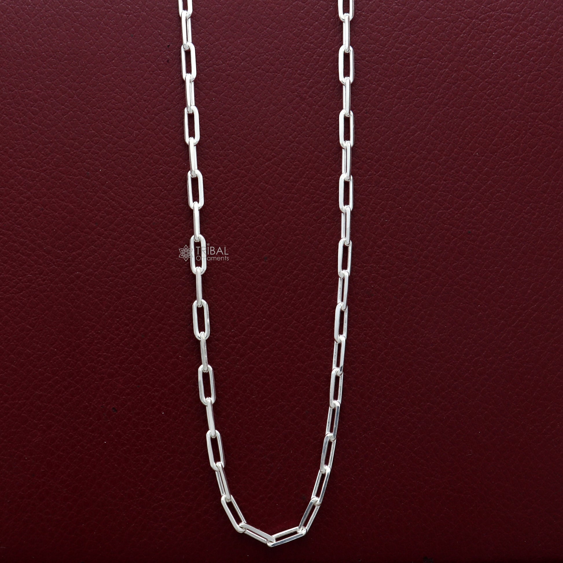 3MM 20" 925 sterling silver handmade solid fancy stylish silver chain necklace baht chain best gifting jewelry from India ch575 - TRIBAL ORNAMENTS