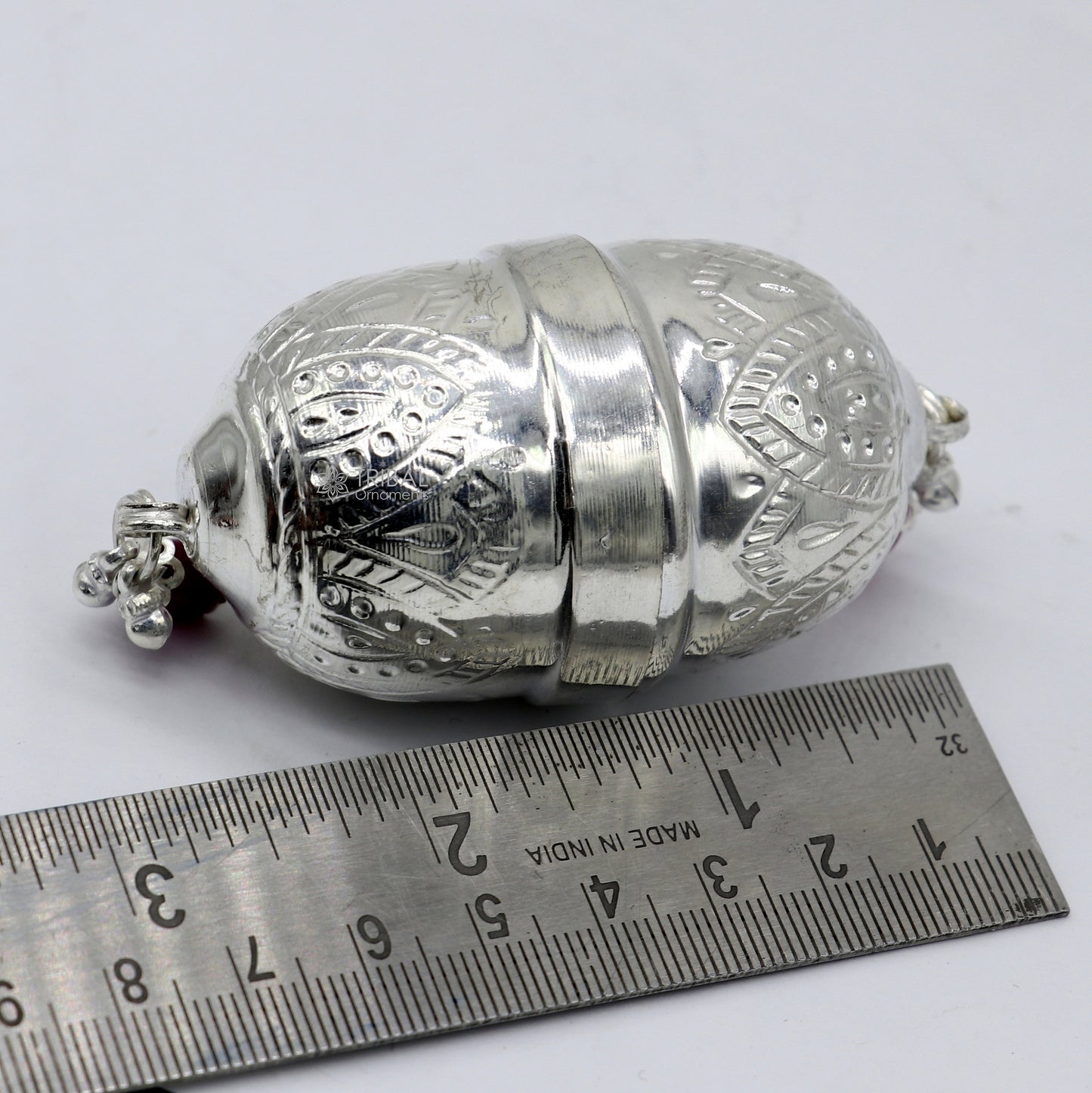 925 sterling silver handmade gorgeous design coconut for puja or worshipping, Silver nariyal for diwali puja su1267 - TRIBAL ORNAMENTS