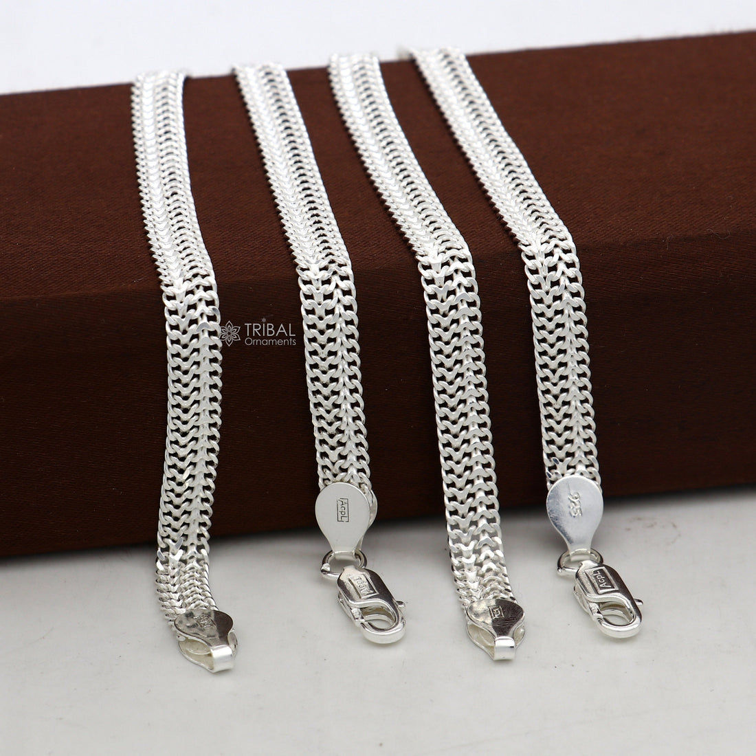 10.5" Long handmade 925 sterling silver amazing wheat chain design ankle bracelet, gift anklets customized belly dance jewelry ank609 - TRIBAL ORNAMENTS