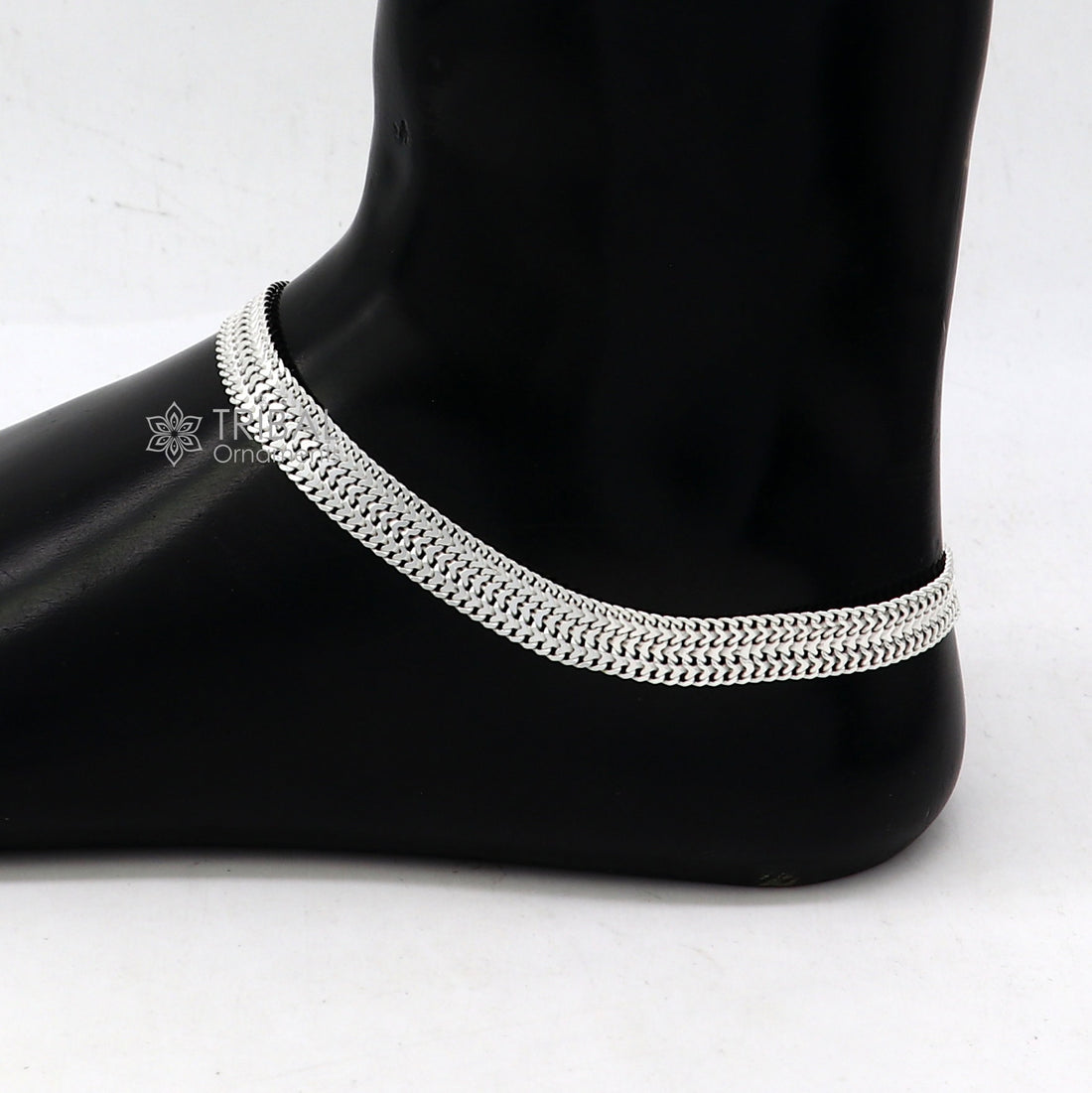 8mm 10.5" Long handmade 925 sterling silver amazing wheat chain design ankle bracelet, gift anklets customized belly dance jewelry ank610 - TRIBAL ORNAMENTS