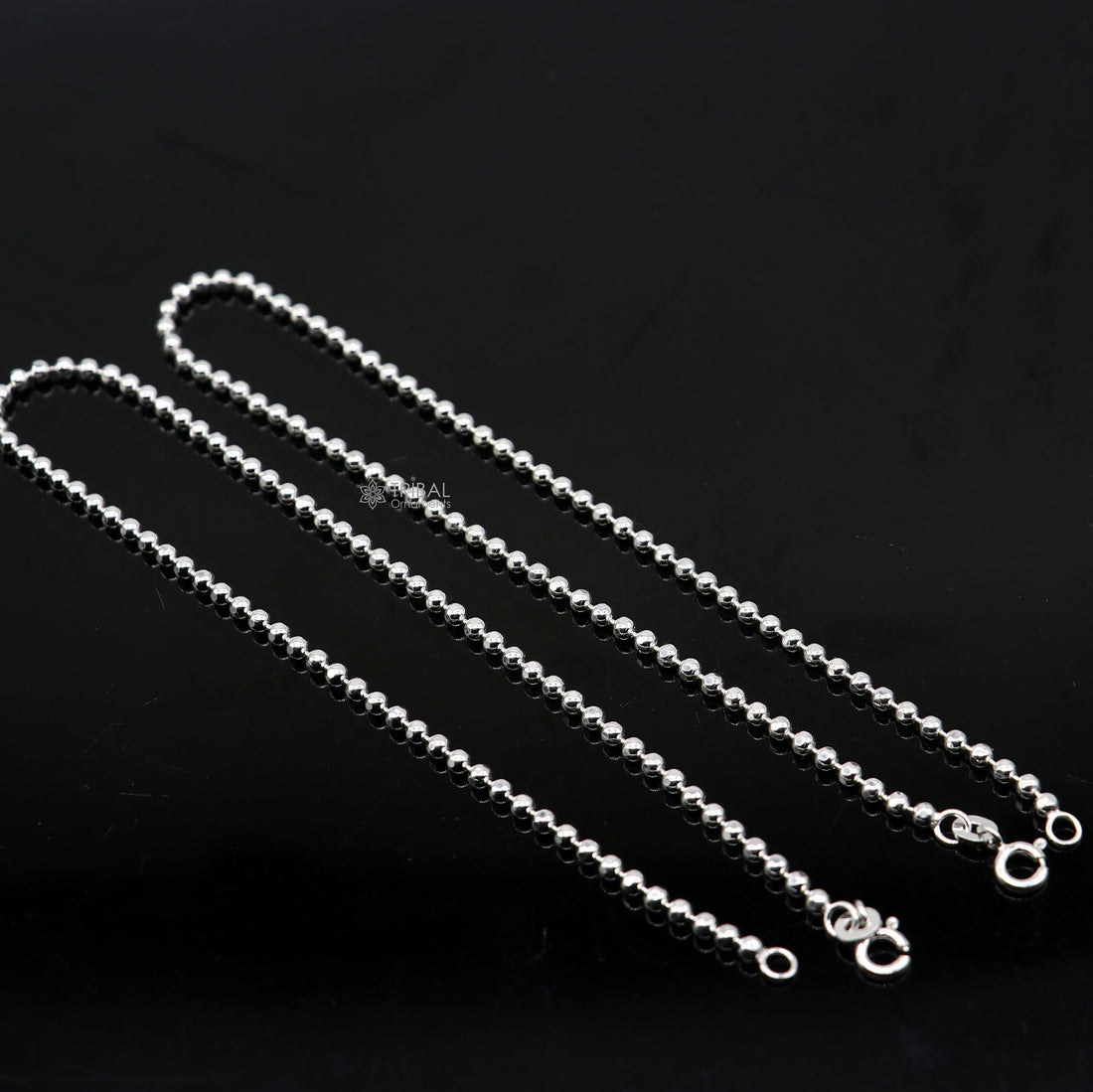2mm 10.5925 sterling silver beaded/ball chain anklet bracelet amazing light weight delicate anklets belly dance silver jewelry ank611 - TRIBAL ORNAMENTS