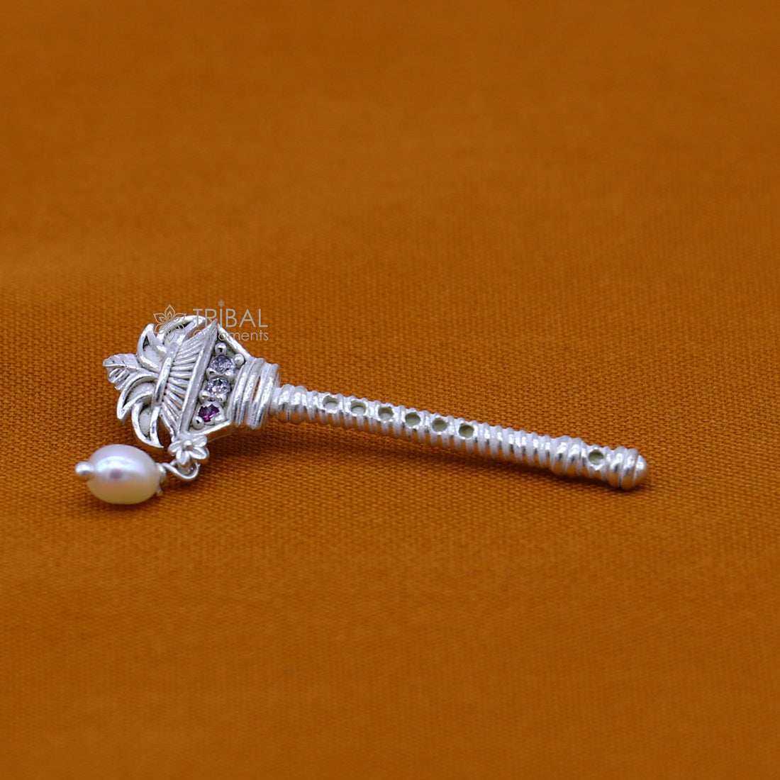 3.cm" Flute divine 925 sterling silver handmade kalash design idol Krishna flute, silver bansuri, laddu Gopala flute, Krishna flute su1257 - TRIBAL ORNAMENTS