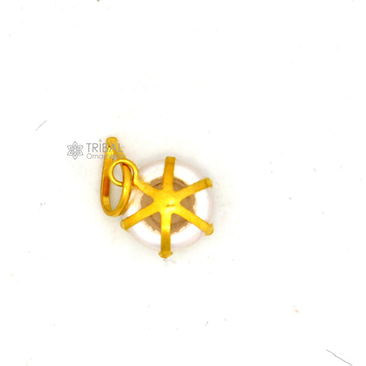 8mm pearl Fabulous Handmade 14kt yellow gold pendant, exclusive square shape pendant for daily use jewelry gp33 - TRIBAL ORNAMENTS