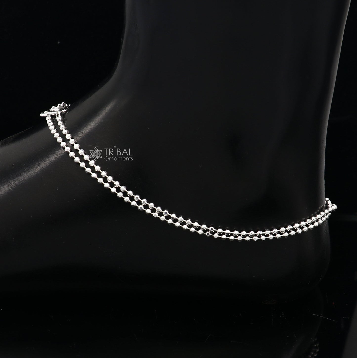 2mm 925 sterling silver beaded/ball chain anklet bracelet amazing light weight delicate anklets gorgeous belly dance silver jewelry ank614 - TRIBAL ORNAMENTS
