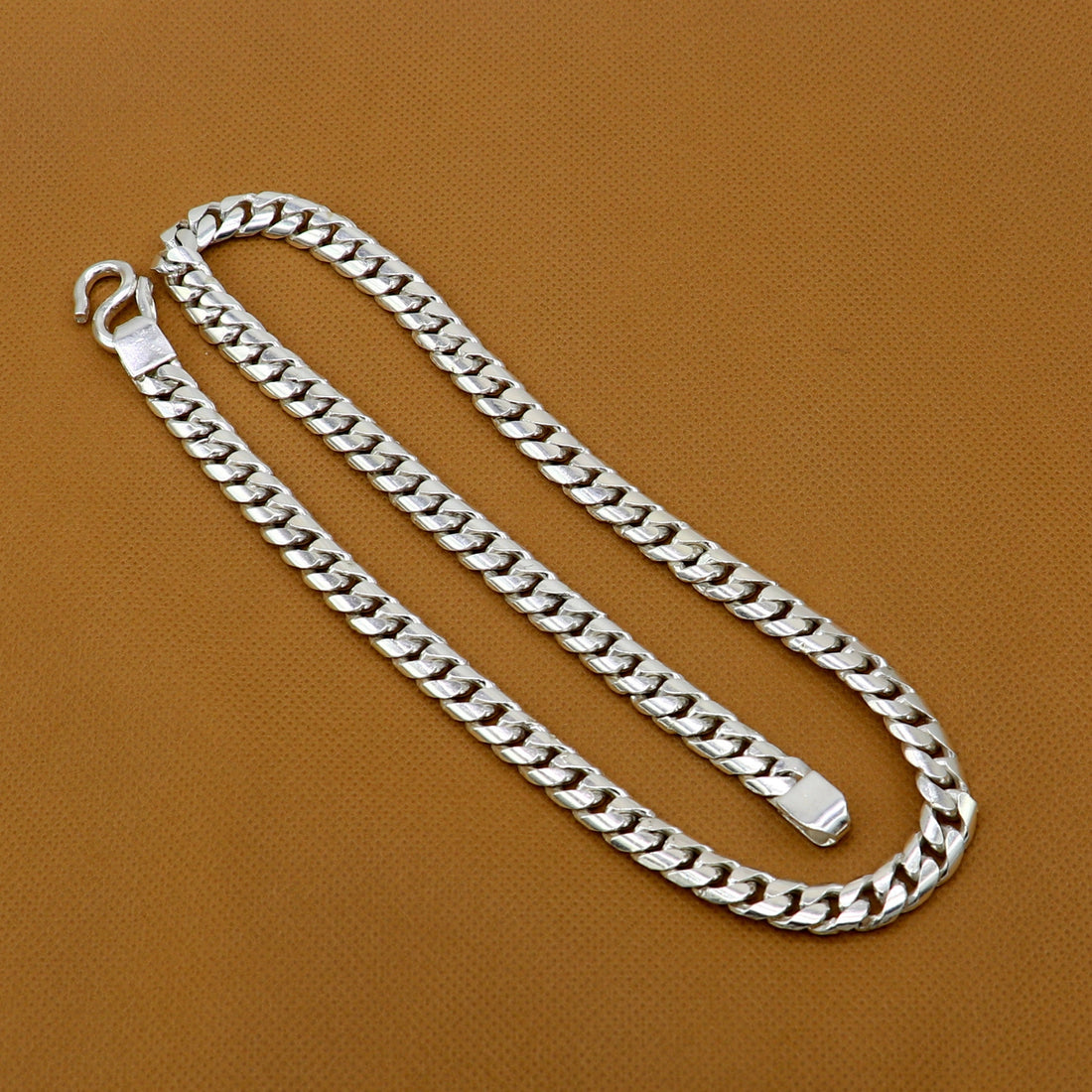 Men's heavy 8mm solid chain stylish design 925 sterling silver handmade heavy necklace solid oxidized chain necklace tribal jewelry nch681 - TRIBAL ORNAMENTS