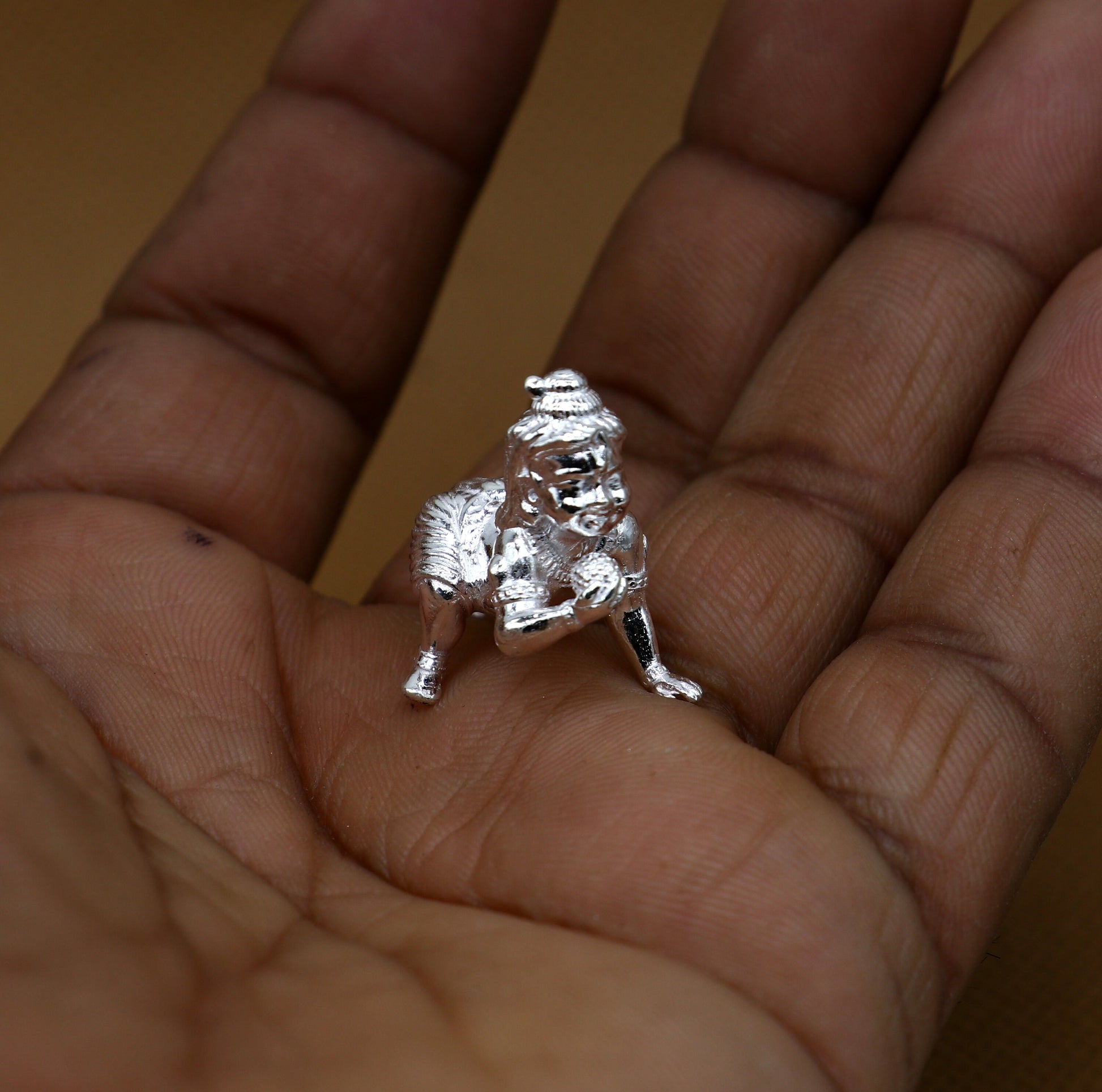 15grams solid 925 sterling silver handmade lord little Krishna, Bal Gopala,crawling Krishna small statue sculpture home puja article art764 - TRIBAL ORNAMENTS