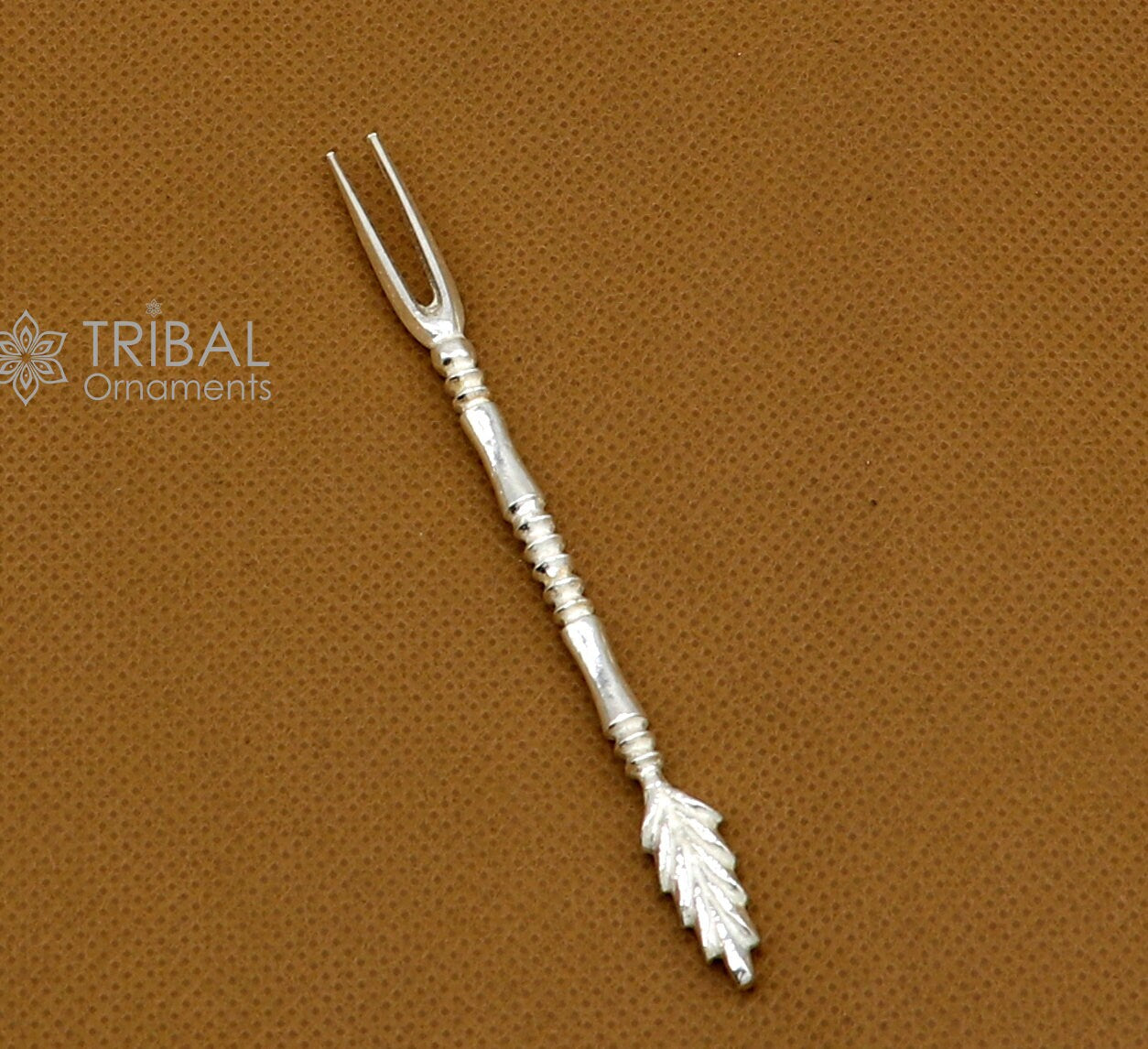 925 solid silver handmade chopsticks/fork snack fruit food fork excellent hand crafted design daily use otr011 - TRIBAL ORNAMENTS