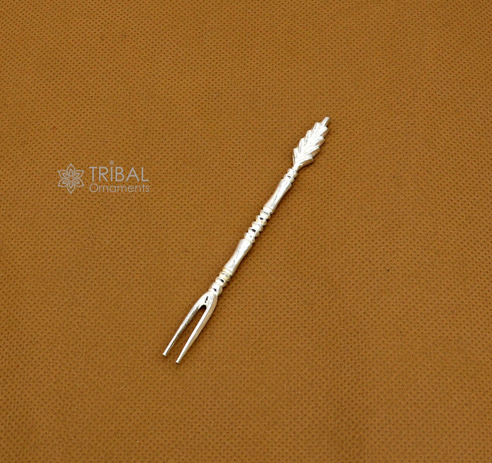 925 solid silver handmade chopsticks/fork snack fruit food fork excellent hand crafted design daily use otr011 - TRIBAL ORNAMENTS