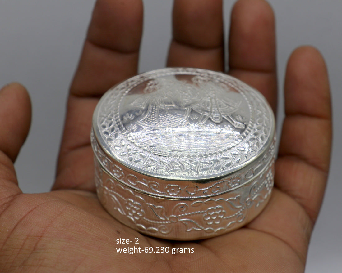 925 sterling silver unique antique design handmade brides eyes kajal box, surma box, kumkum sindur box, small trinket box article stb848 - TRIBAL ORNAMENTS