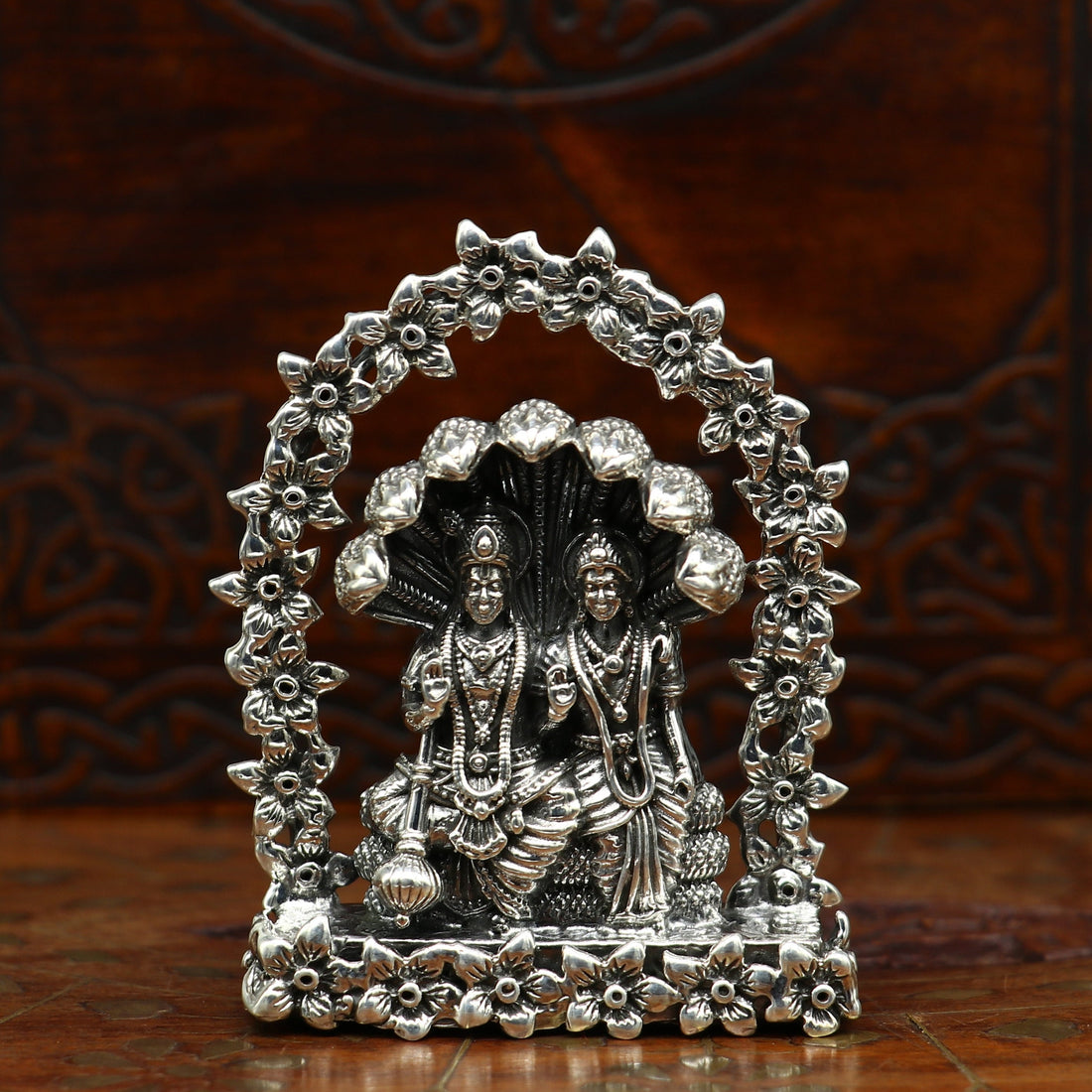 925 Sterling silver handmade Idols Laxmi & Lord Vishnu Statue figurine, Lakshmi Narayan with Sheshnag, laxmi narayanan satue sculpture art14 - TRIBAL ORNAMENTS