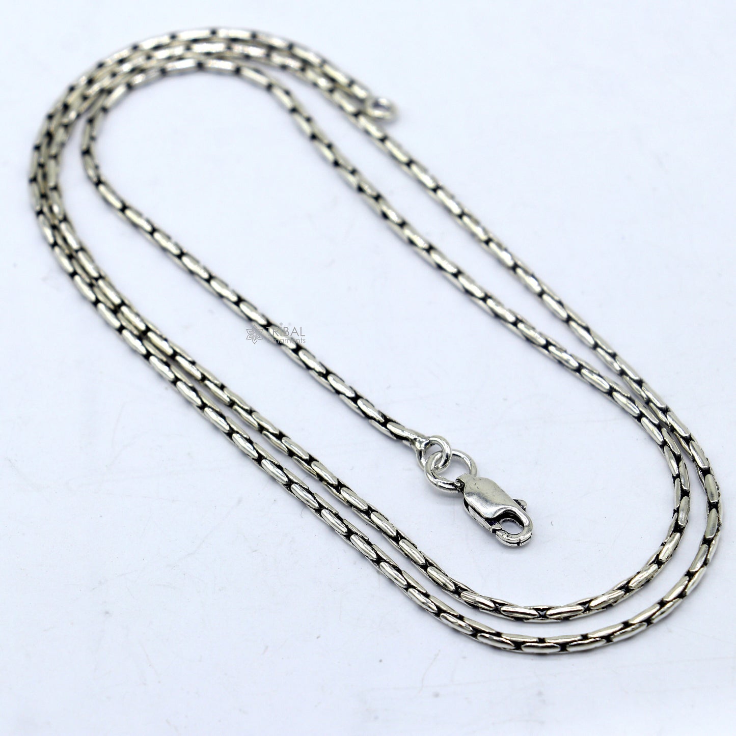 All size 1.5mm 925 sterling silver handmade solid fancy stylish silver chain necklace baht chain best gifting jewelry from India ch582 - TRIBAL ORNAMENTS