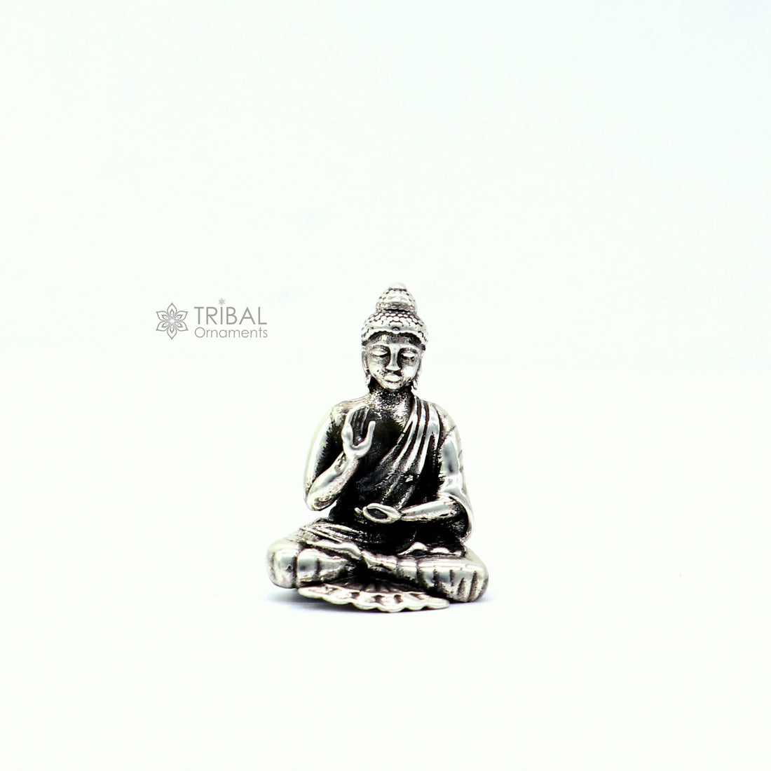 925 sterling silver handmade divine idol buddha figurine meditation statue article art765 - TRIBAL ORNAMENTS