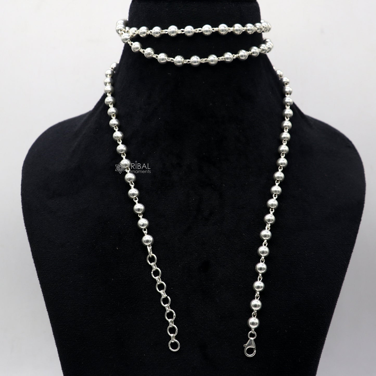 All size 925 Sterling silver adjustable handmade 6 mm beaded chain plain design belly chain, waist chain ,Saree chain belly dance wch28 - TRIBAL ORNAMENTS