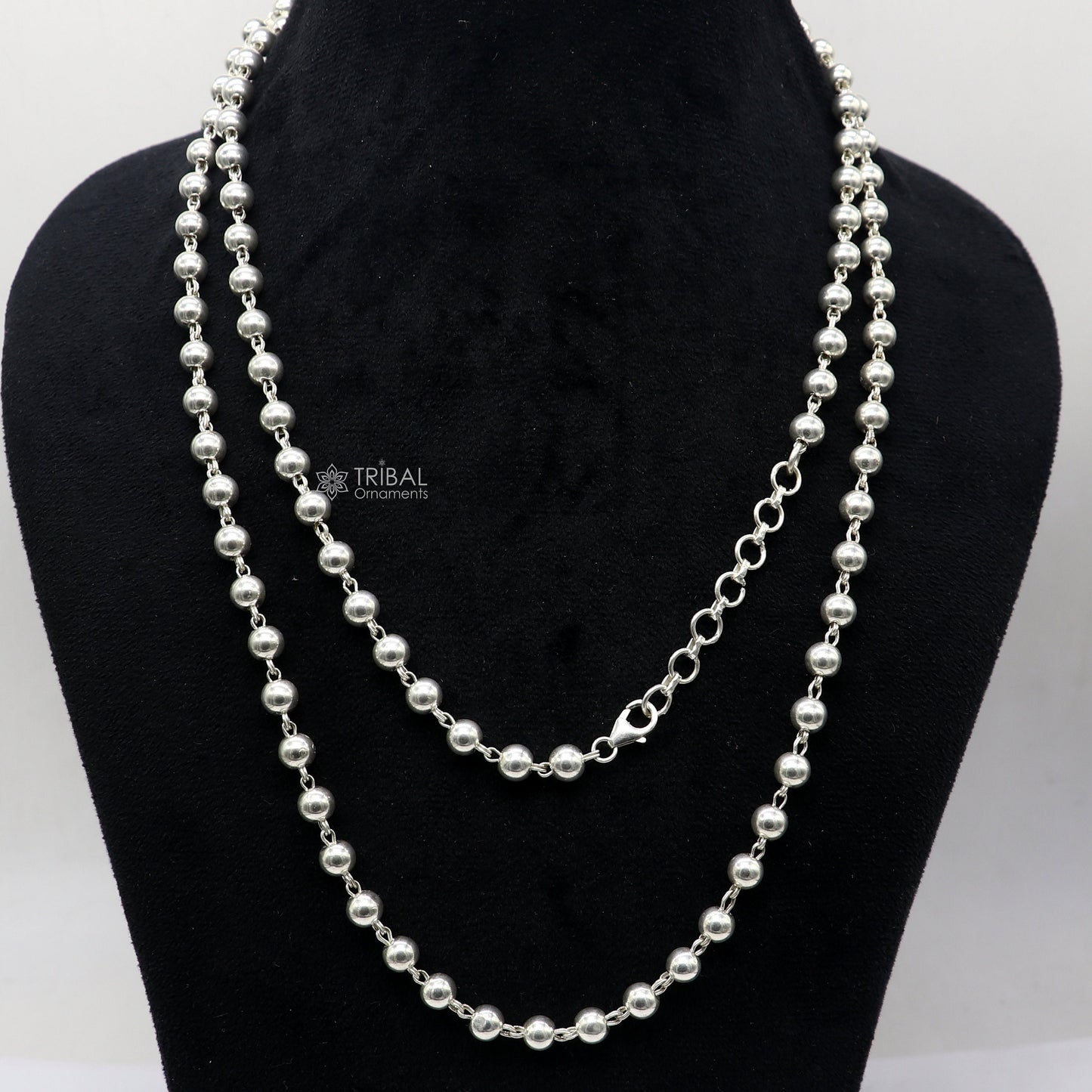 All size 925 Sterling silver adjustable handmade 6 mm beaded chain plain design belly chain, waist chain ,Saree chain belly dance wch28 - TRIBAL ORNAMENTS