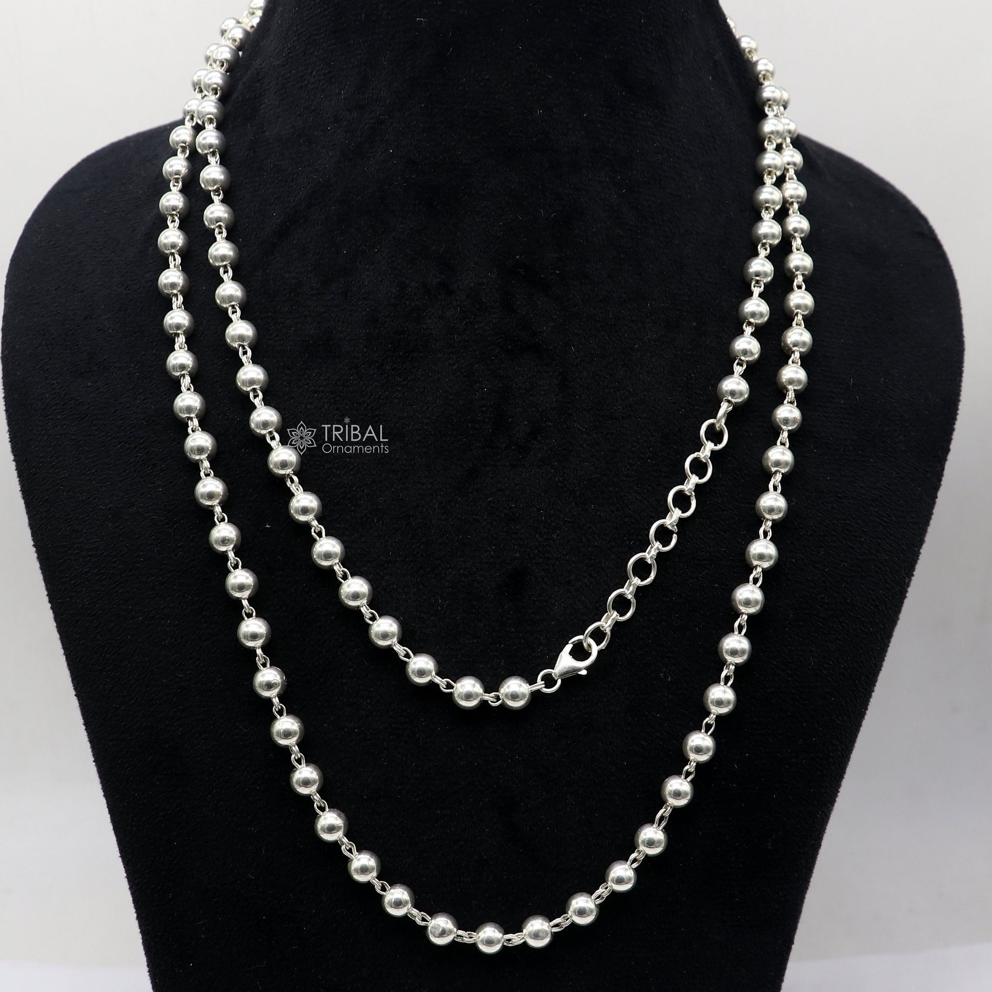 All size 925 Sterling silver adjustable handmade 6 mm beaded chain plain design belly chain, waist chain ,Saree chain belly dance wch28 - TRIBAL ORNAMENTS