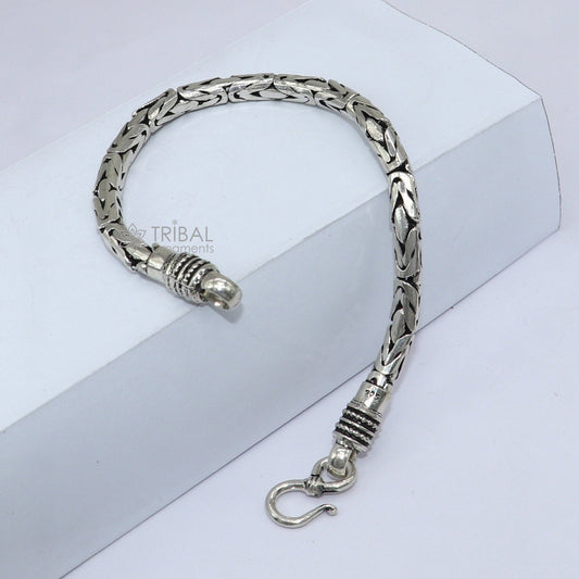 5mm solid men's vintage design 925 PURE silver handmade byzantine chain bracelet flexible bracelet unisex jewelry from india  sbr730 - TRIBAL ORNAMENTS