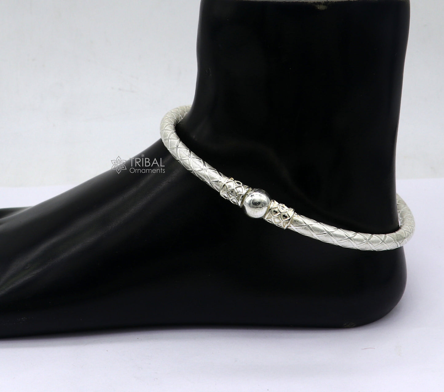 925 Sterling silver Handmade plain design indian traditional women's customized foot kada ankle kada bracelet tribal jewelry nsfk114 - TRIBAL ORNAMENTS