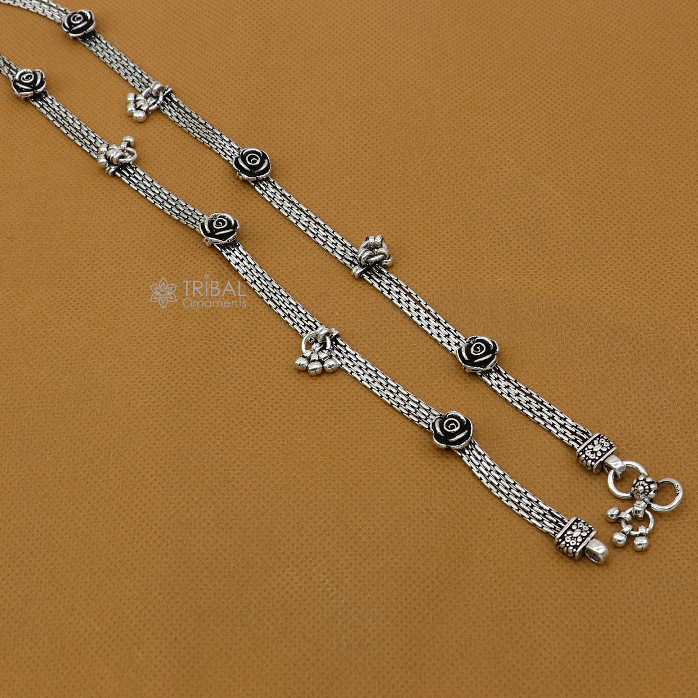 Vintage sterling silver 5mm hotsell cannetille flower link anklet bracelet size 10in