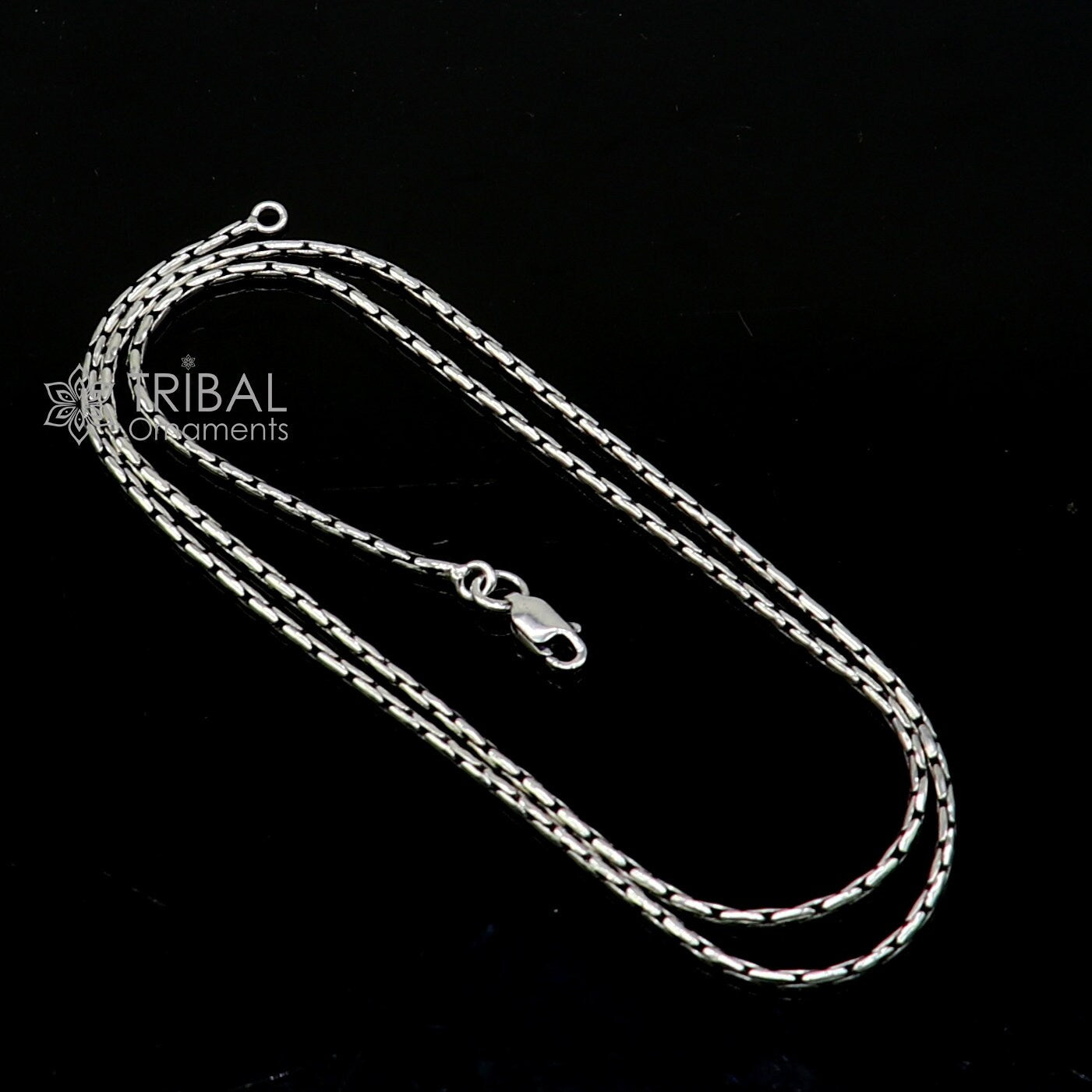 All size 1.5mm 925 sterling silver handmade solid fancy stylish silver chain necklace baht chain best gifting jewelry from India ch582 - TRIBAL ORNAMENTS