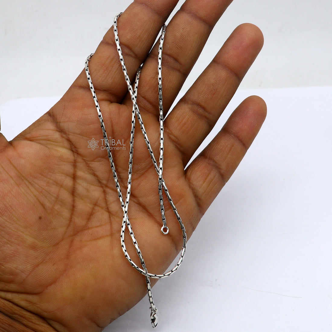 All size 1.5mm 925 sterling silver handmade solid fancy stylish silver chain necklace baht chain best gifting jewelry from India ch582 - TRIBAL ORNAMENTS