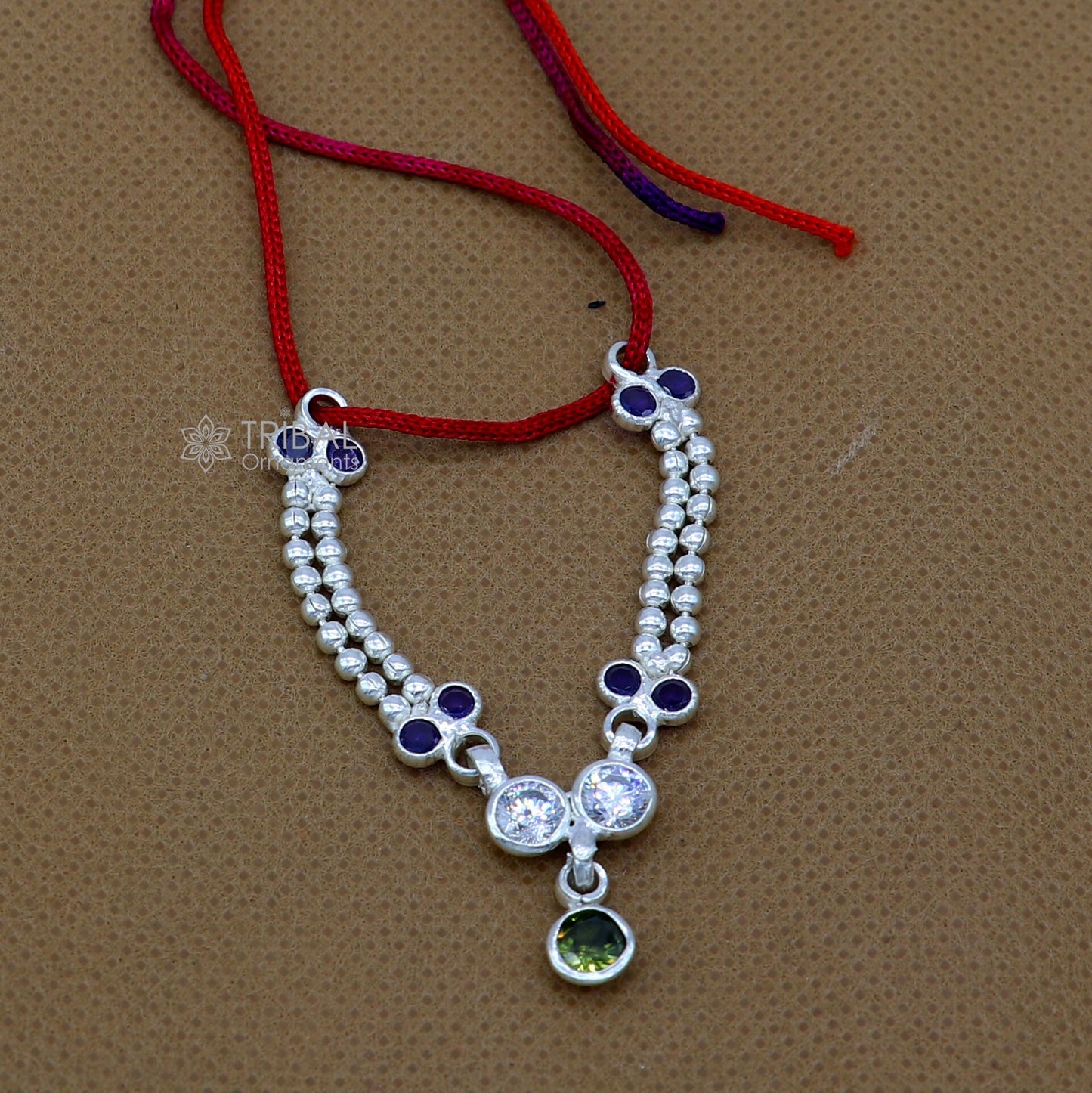 925 sterling silver beaded chain necklace for Lord Krishna Laddu Gopala Amazing design handmade little Krishna jewelry set671 - TRIBAL ORNAMENTS