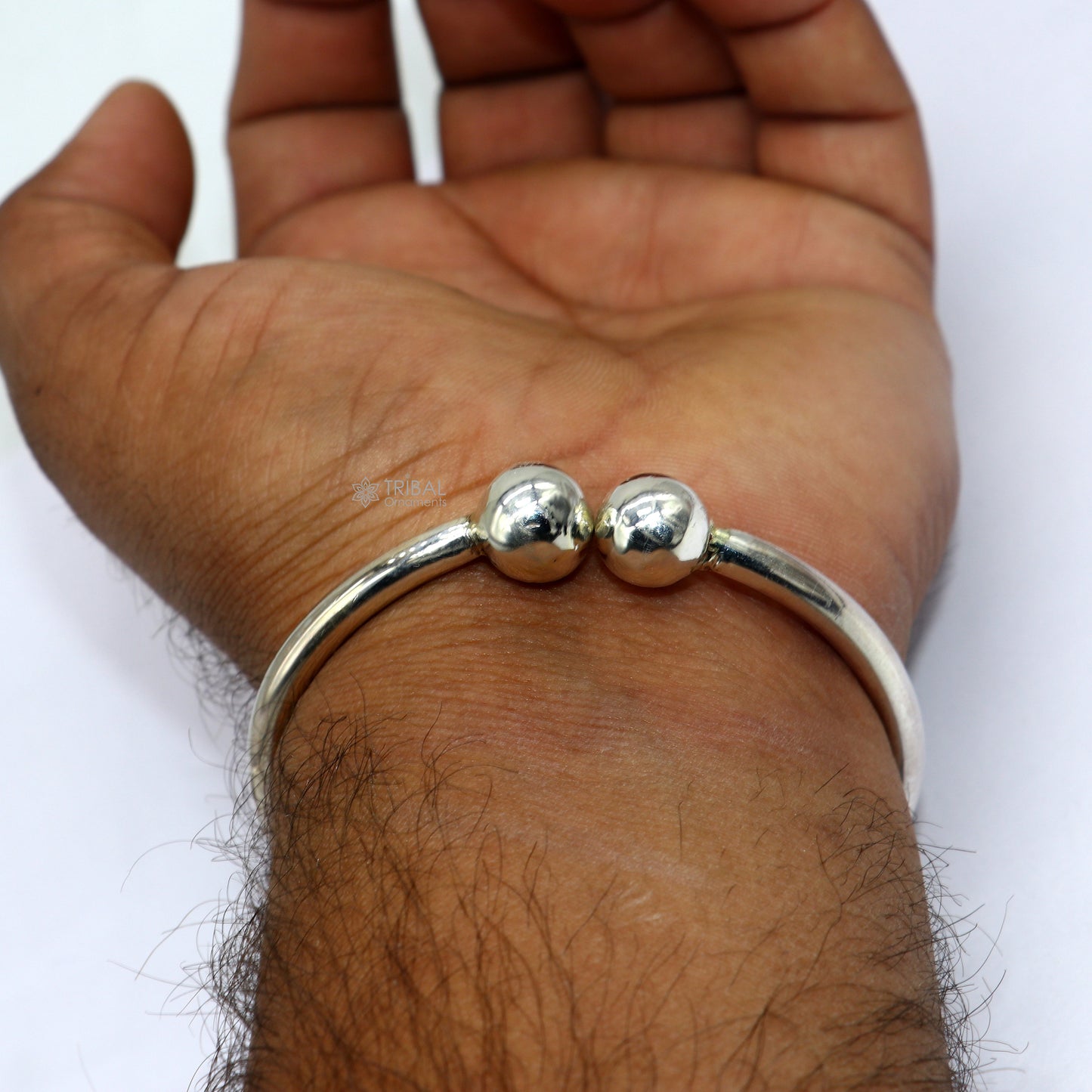 925 Sterling silver plain Ball Cuff Bracelet/Men's Silver Bangle bracelet/plain solid cuff kada bracelet for both men's girls cuff218 - TRIBAL ORNAMENTS